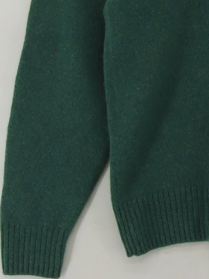 Uniqlo Men's Jumper S Green 100% Wool Round Neck Pullover - Image 4