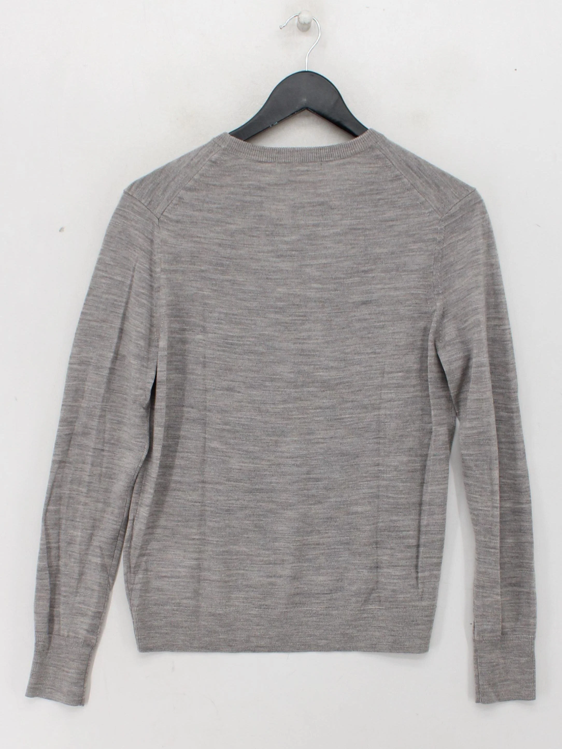 Uniqlo Men's Jumper S Grey 100% Wool Crew Neck Pullover - Image 2
