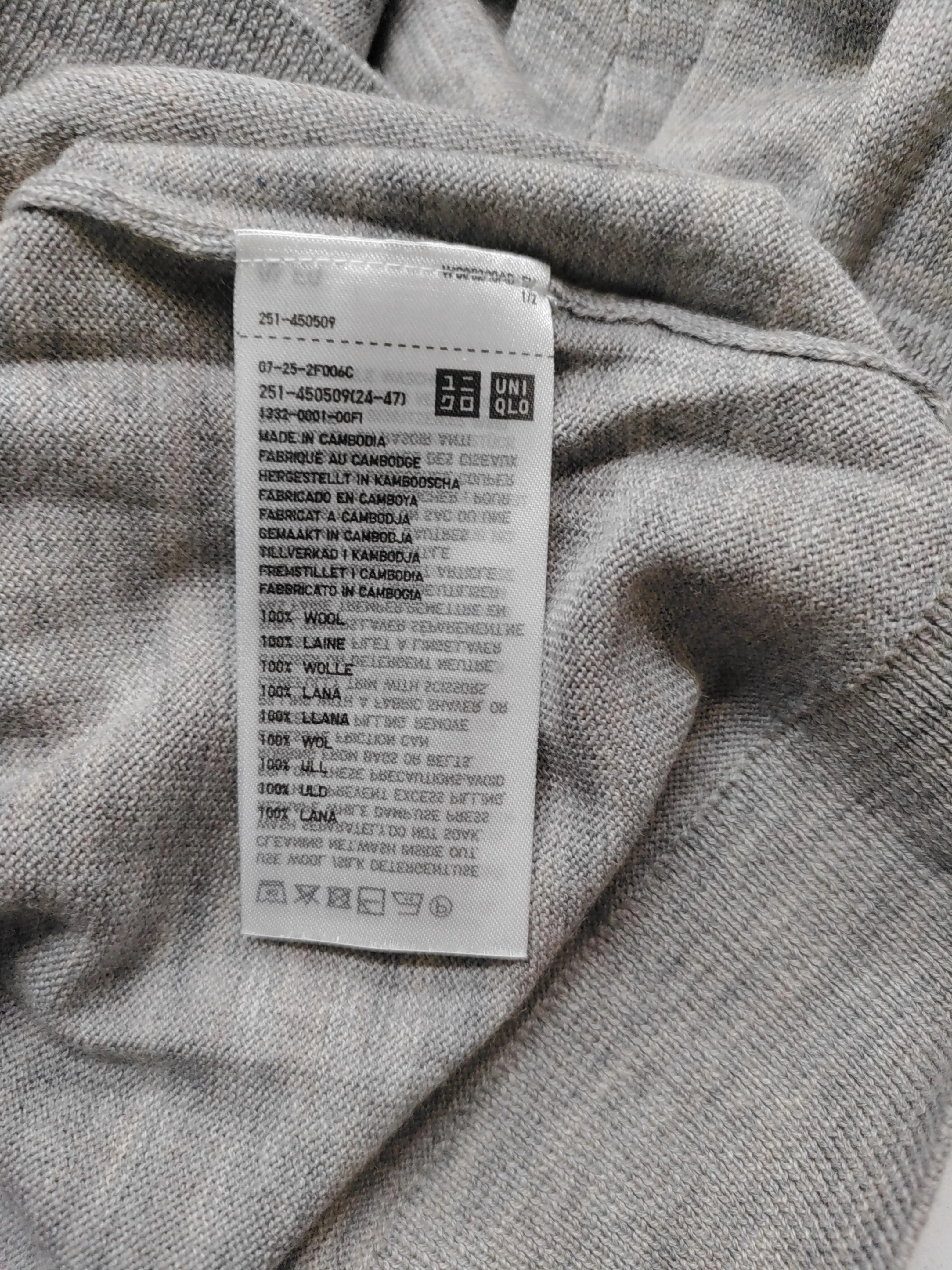 Uniqlo Men's Jumper S Grey 100% Wool Crew Neck Pullover - Image 6