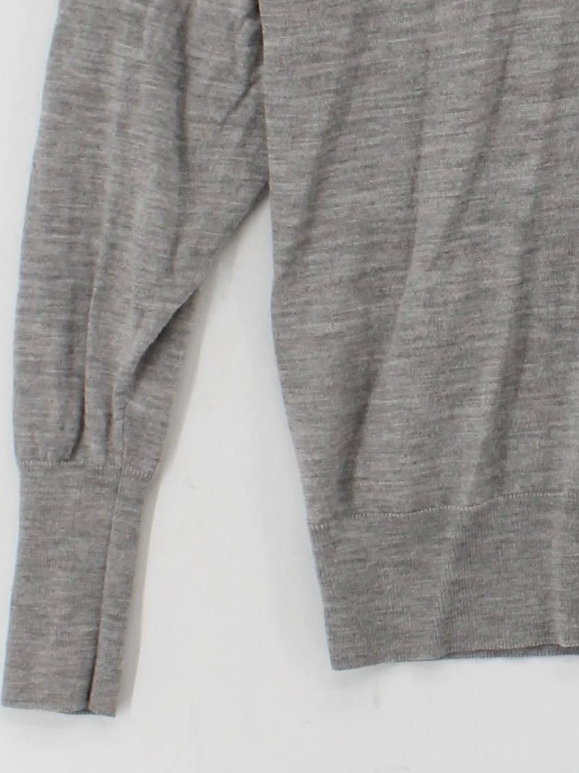 Uniqlo Men's Jumper S Grey 100% Wool V-Neck Pullover - Image 4