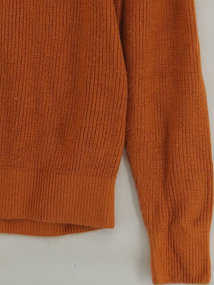 Uniqlo Men's Jumper S Orange 100% Acrylic Crew Neck Pullover - Image 4