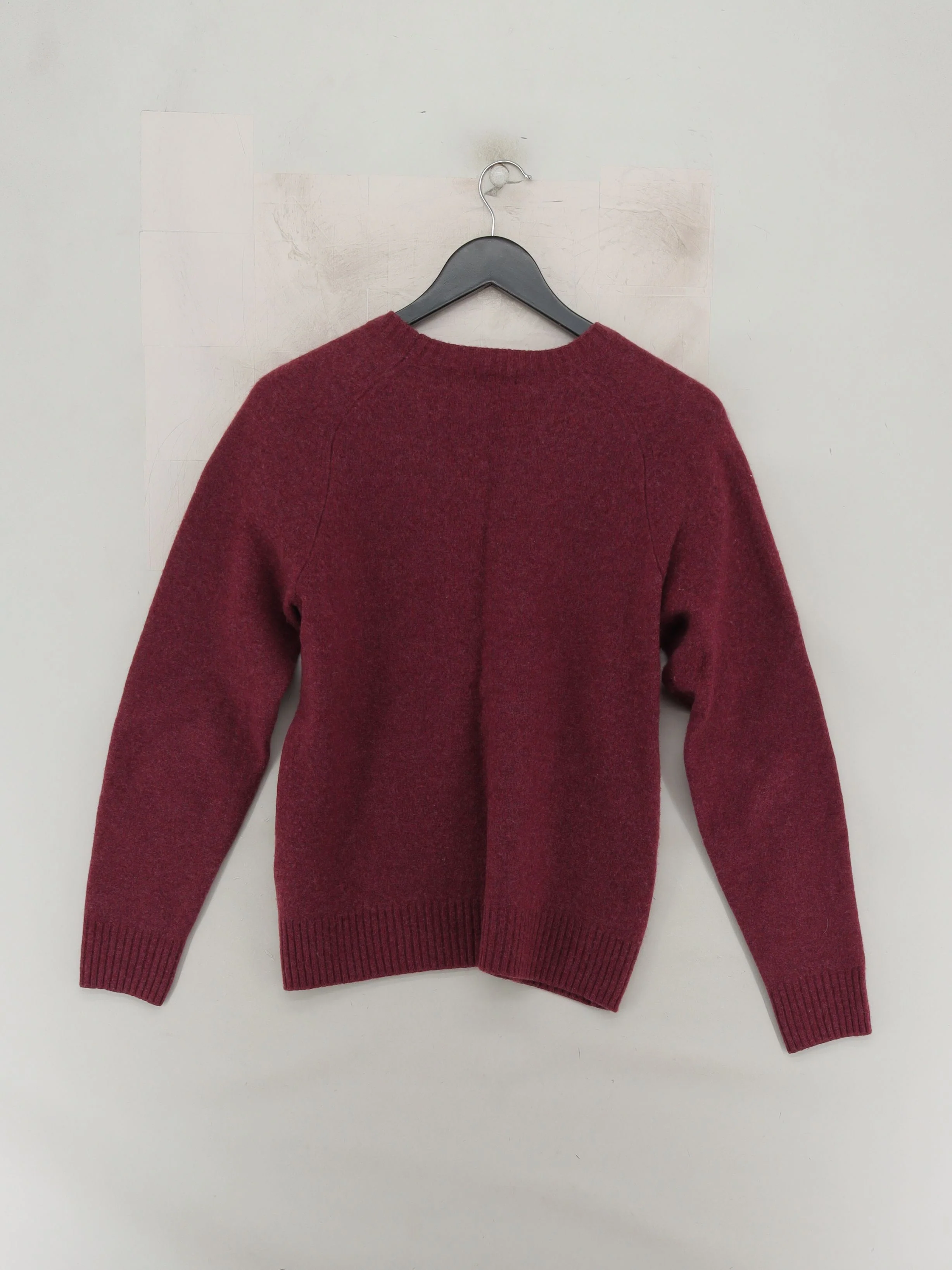 Uniqlo Men's Jumper S Red 100% Wool Round Neck Pullover - Image 2