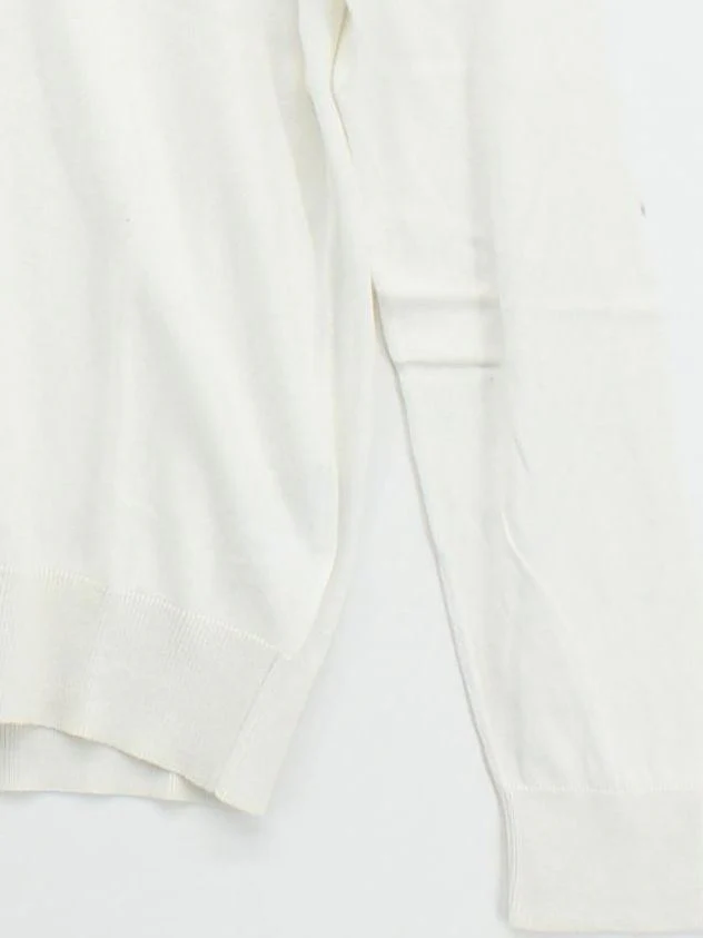 Uniqlo Men's Jumper S White Cotton with Cashmere V-Neck Pullover - Image 4