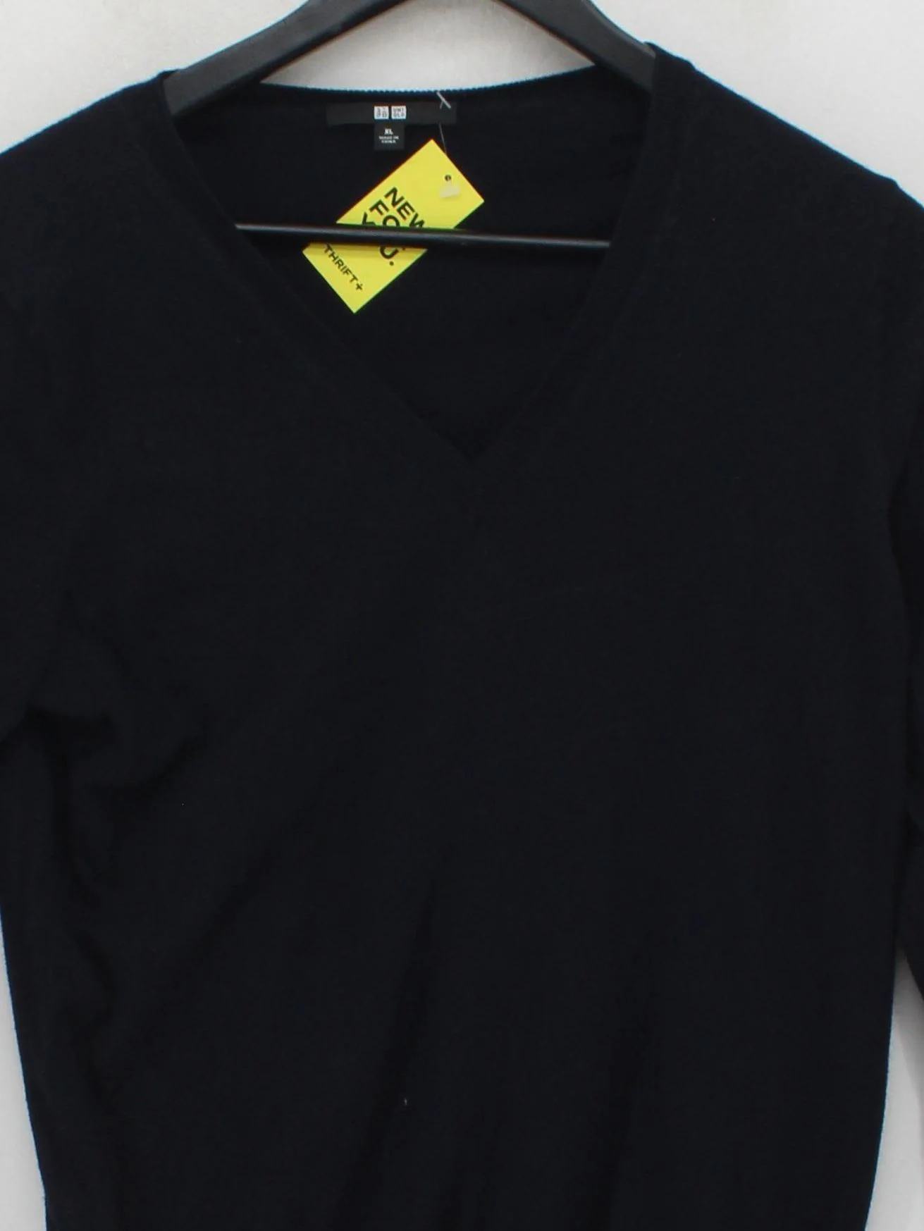 Uniqlo Men's Jumper XL Black Cotton with Cashmere V-Neck Pullover - Image 3
