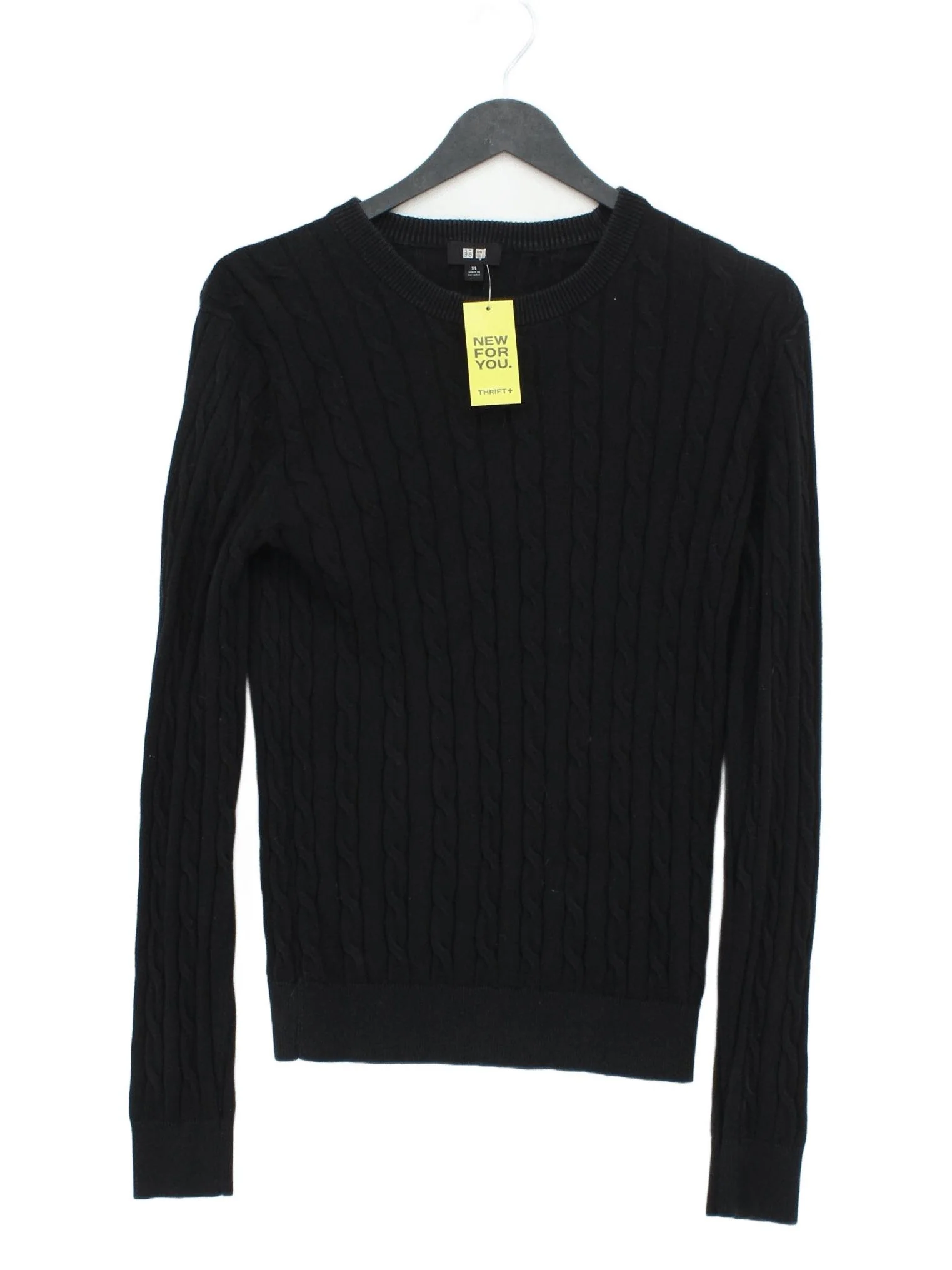 Uniqlo Men's Jumper XS Black Cotton with Cashmere Crew Neck Pullover