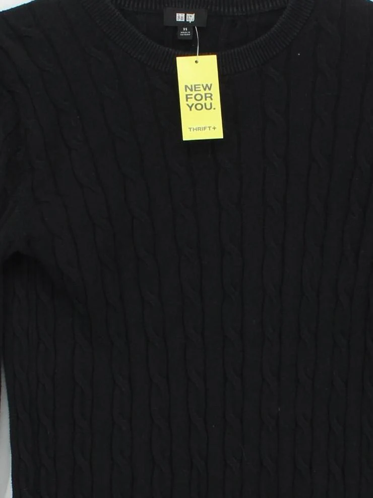 Uniqlo Men's Jumper XS Black Cotton with Cashmere Crew Neck Pullover - Image 3