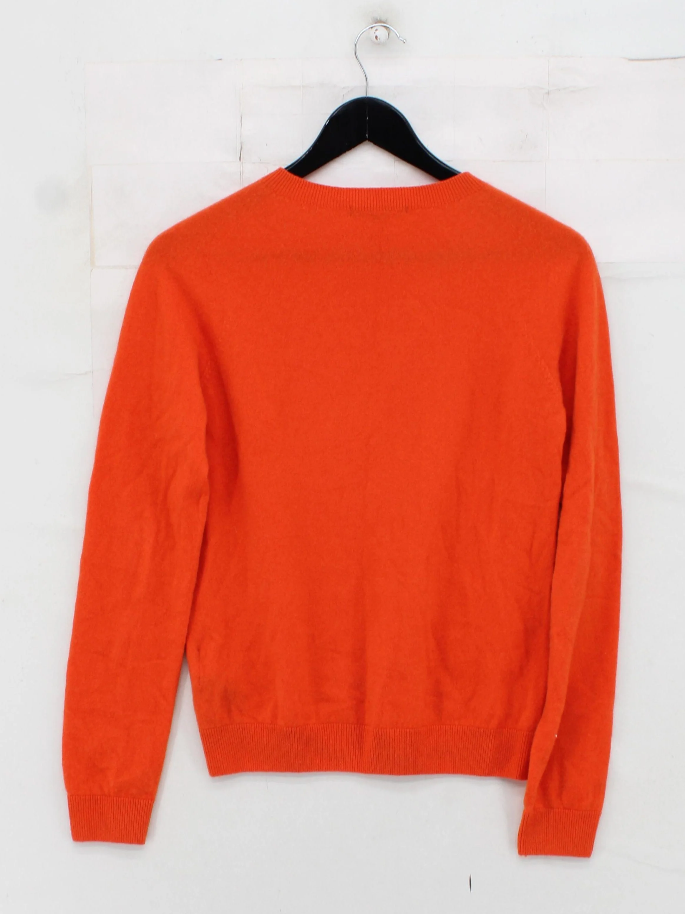 Uniqlo Men's Jumper XS Orange 100% Cashmere Crew Neck Pullover - Image 2
