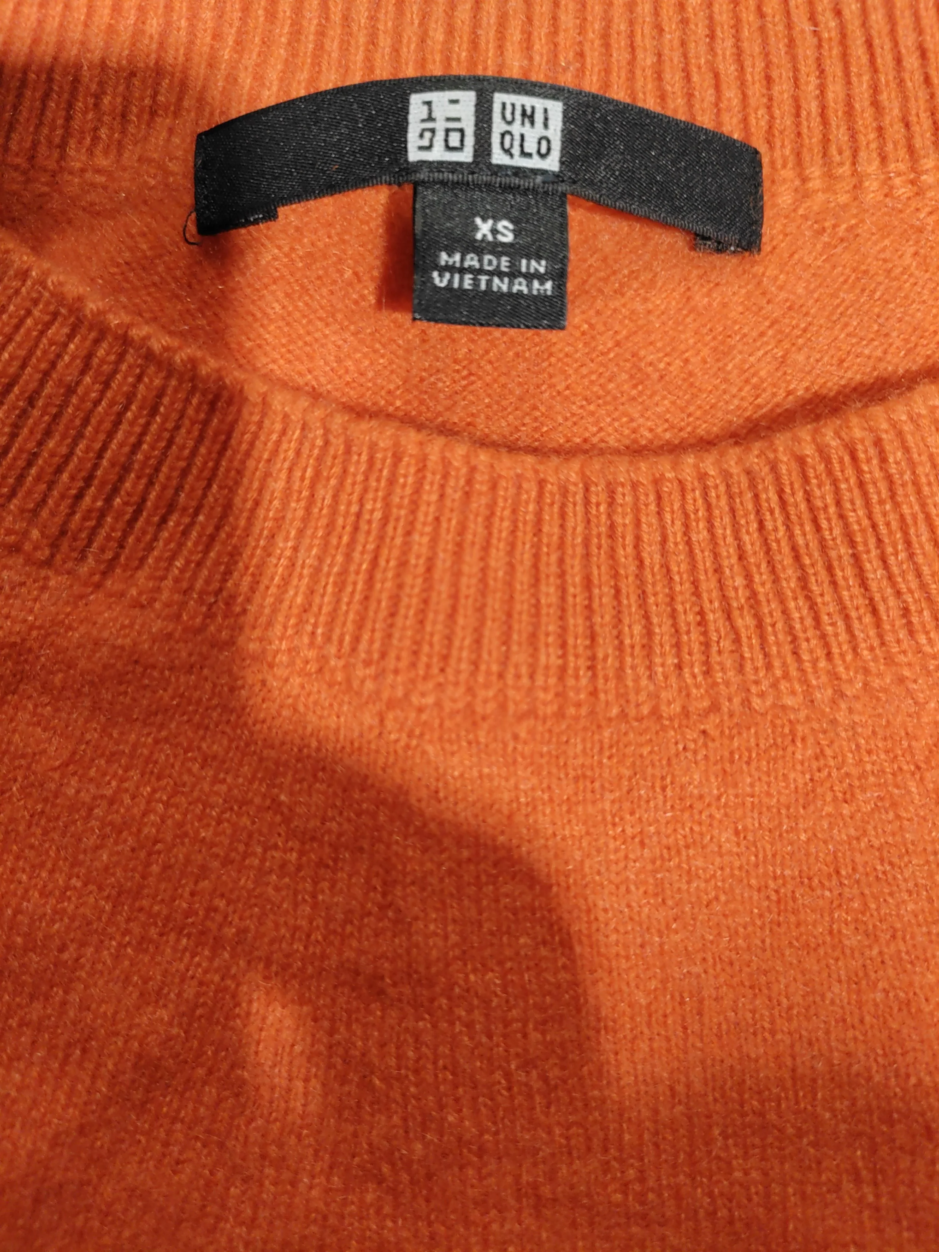 Uniqlo Men's Jumper XS Orange 100% Cashmere Crew Neck Pullover - Image 5