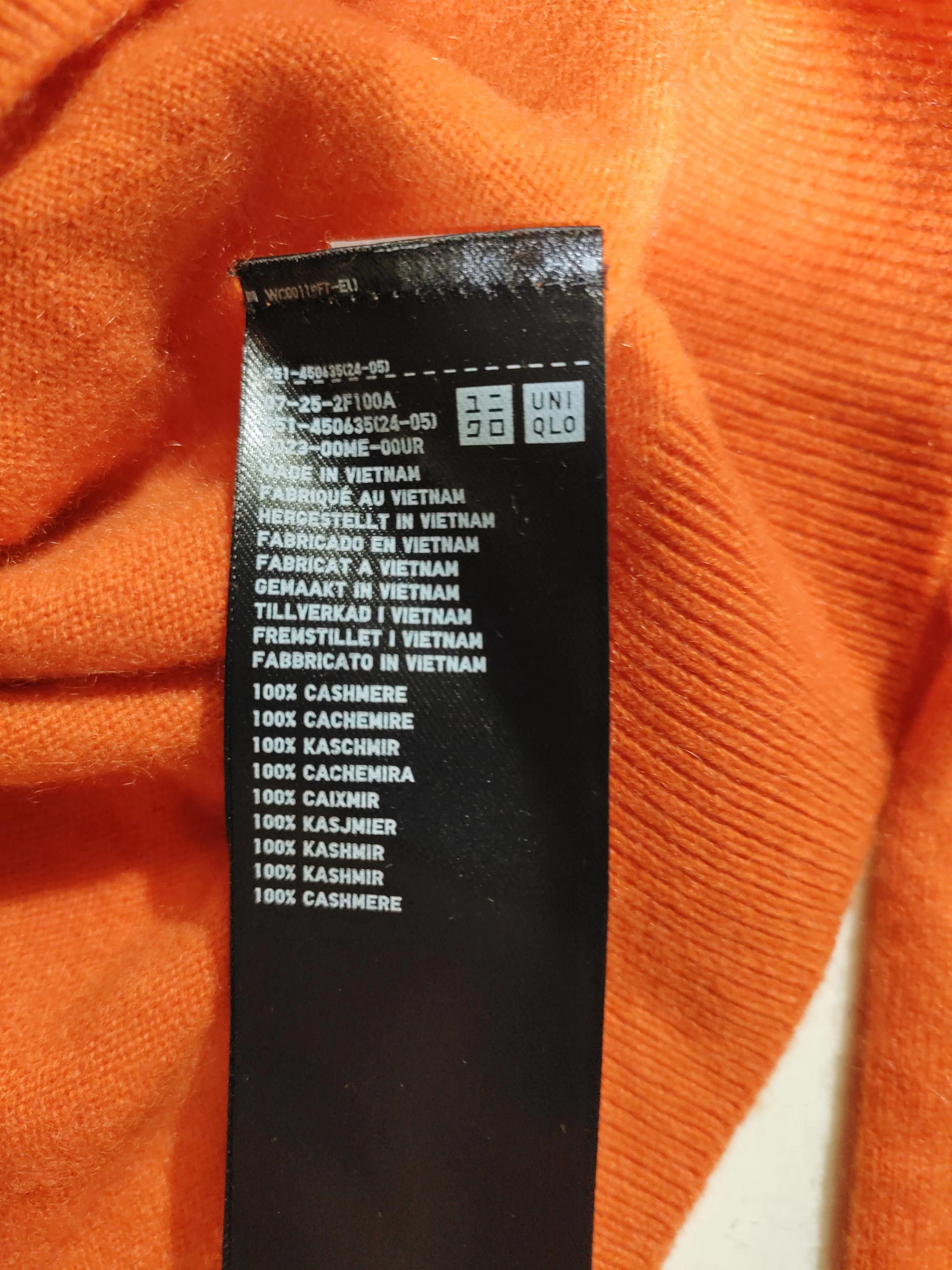 Uniqlo Men's Jumper XS Orange 100% Cashmere Crew Neck Pullover - Image 6