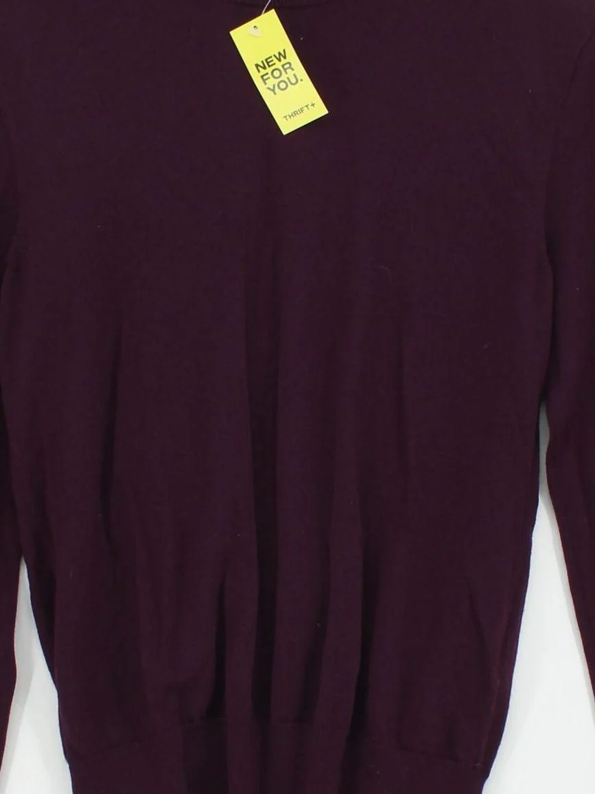 Uniqlo Men's Jumper XS Purple 100% Wool Round Neck Pullover - Image 3