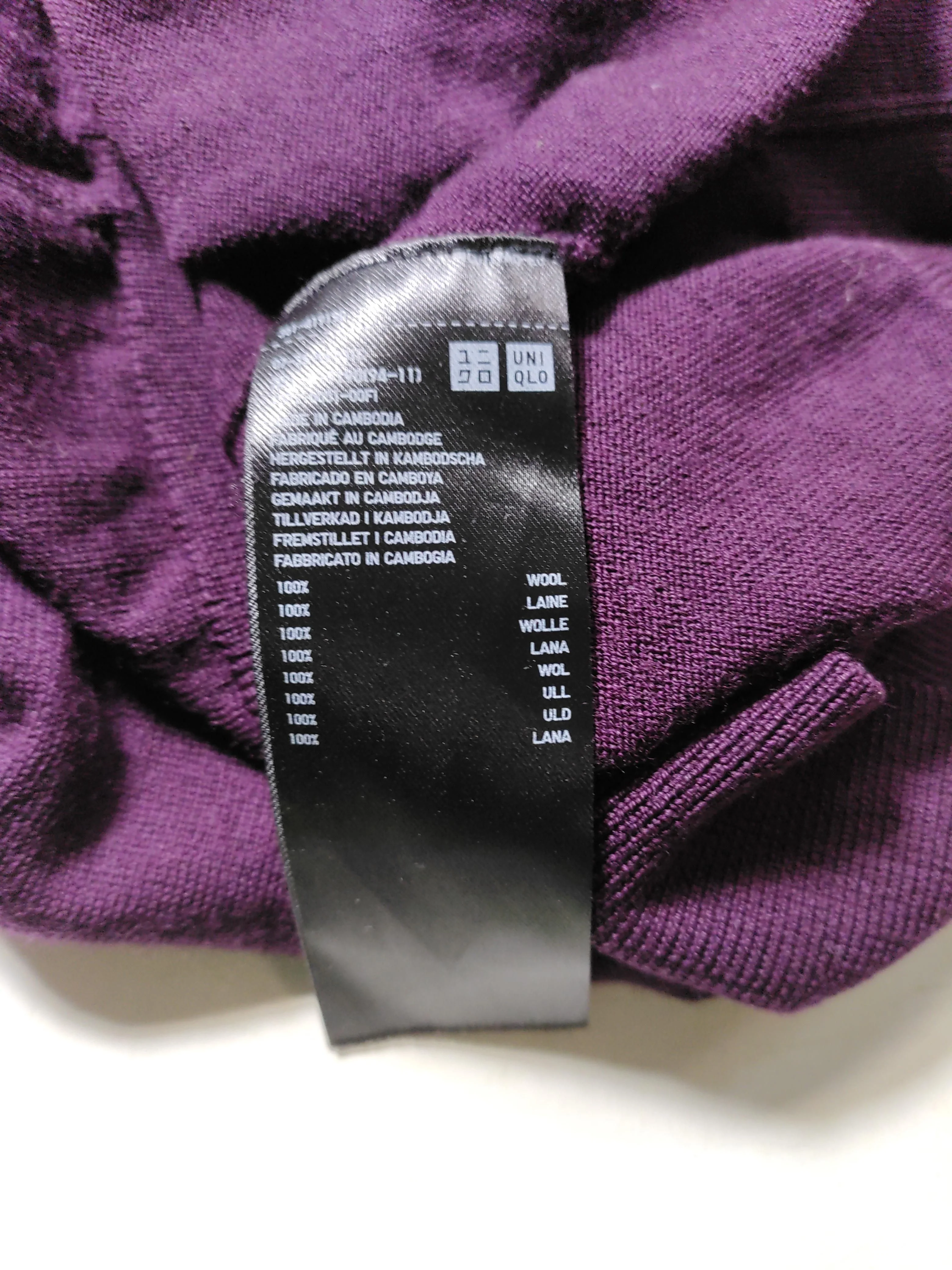 Uniqlo Men's Jumper XS Purple 100% Wool Round Neck Pullover - Image 6