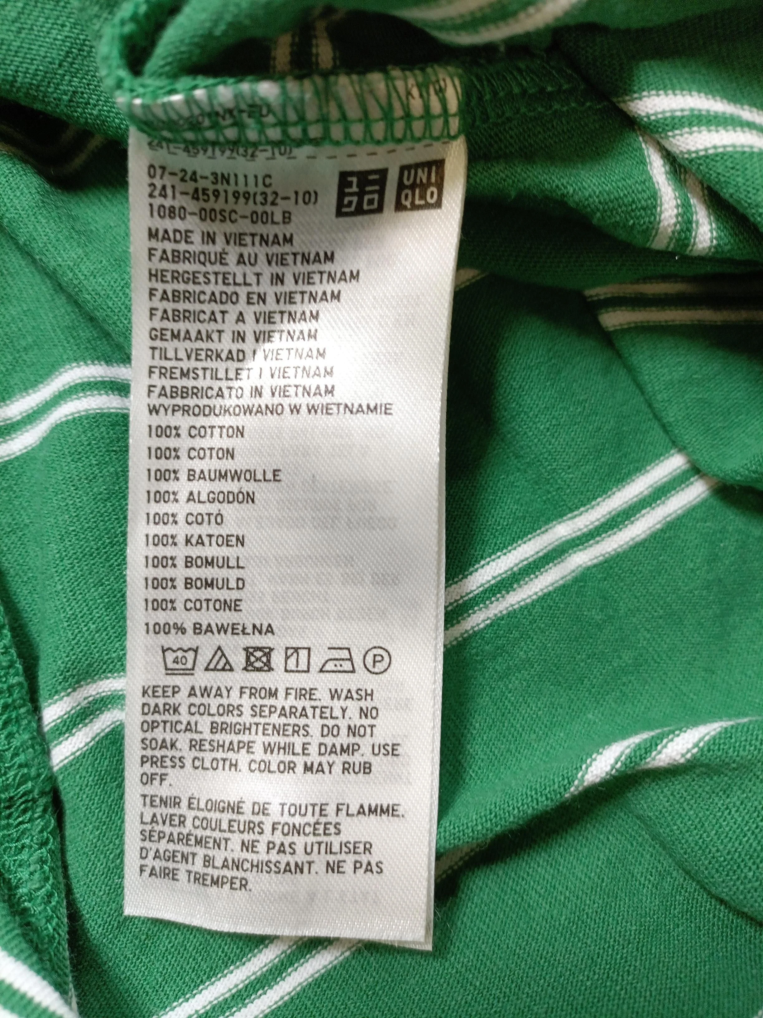 Uniqlo Men's Polo L Green Striped 100% Cotton Basic - Image 6