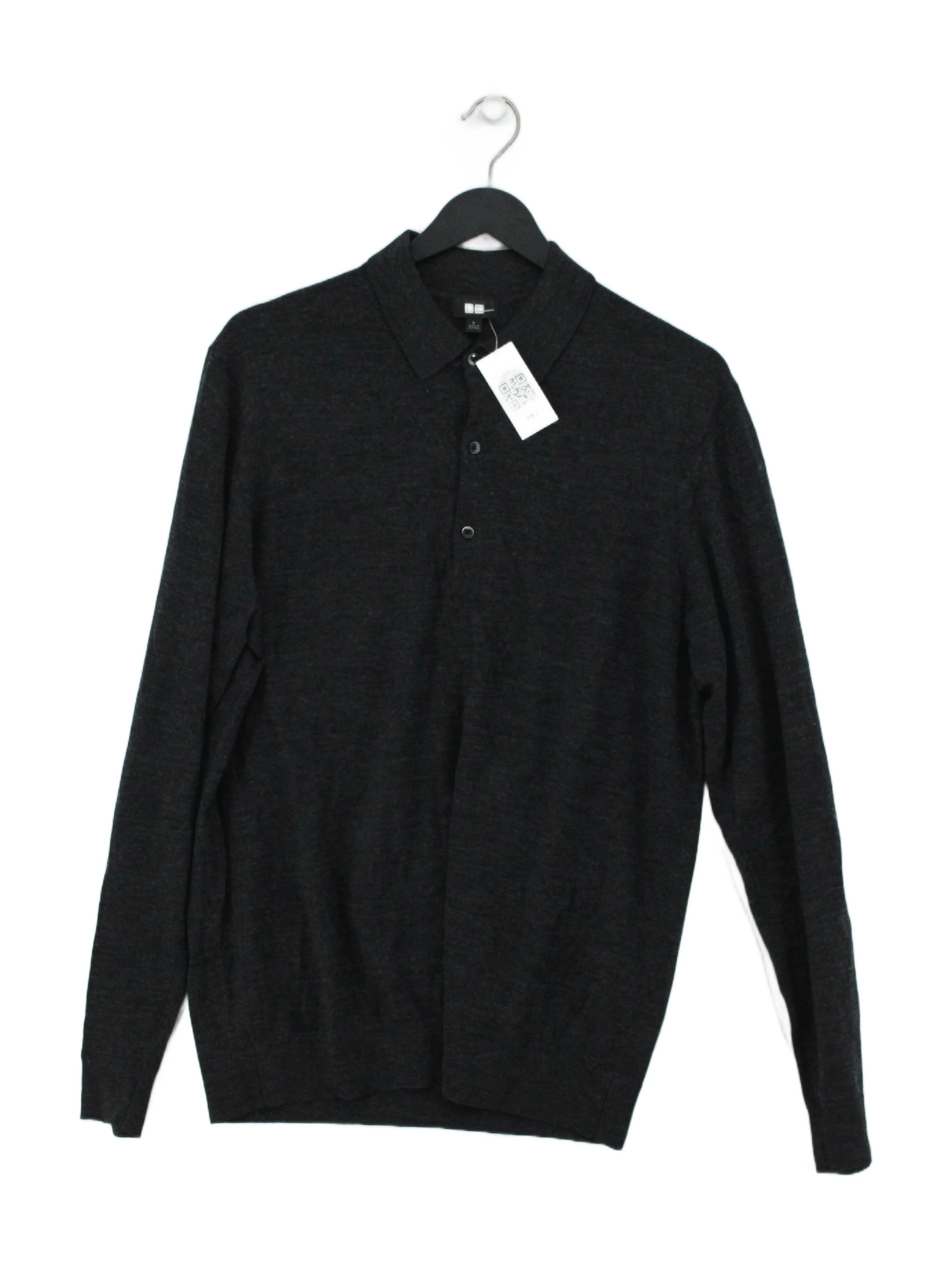 Uniqlo Men's Polo L Grey 100% Wool Basic