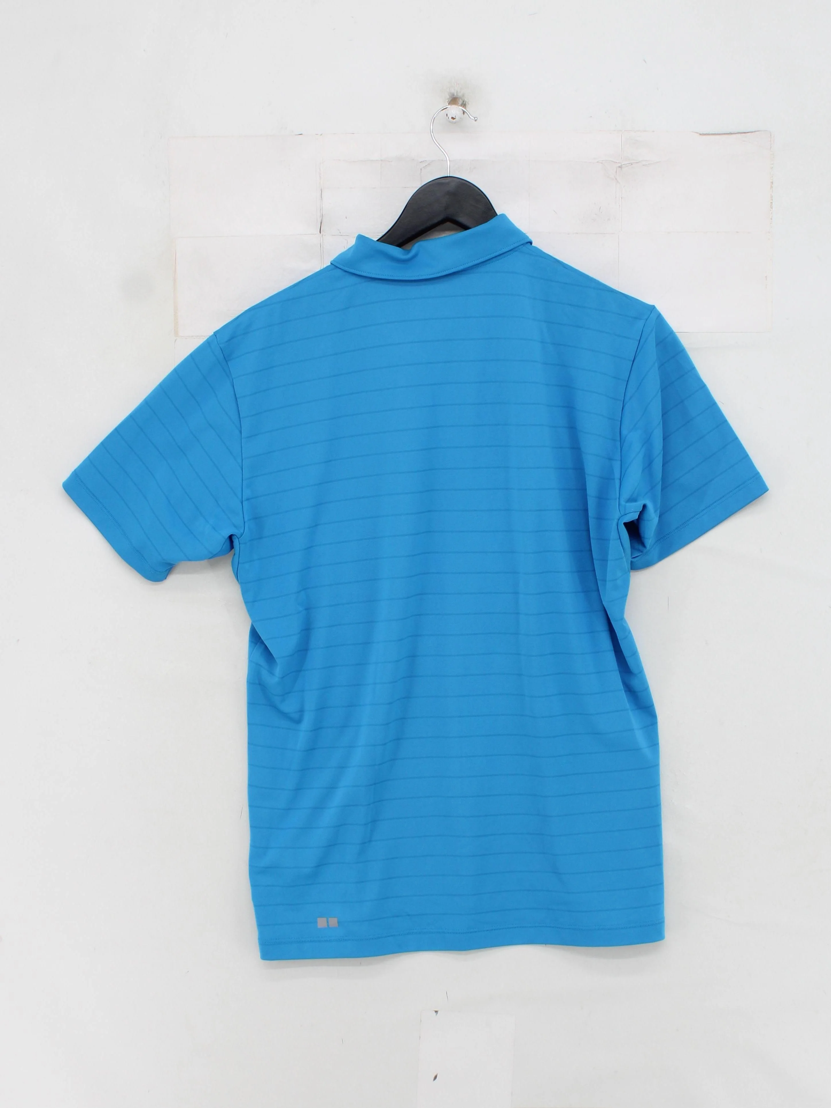 Uniqlo Men's Polo M Blue Striped 100% Polyester Basic - Image 2