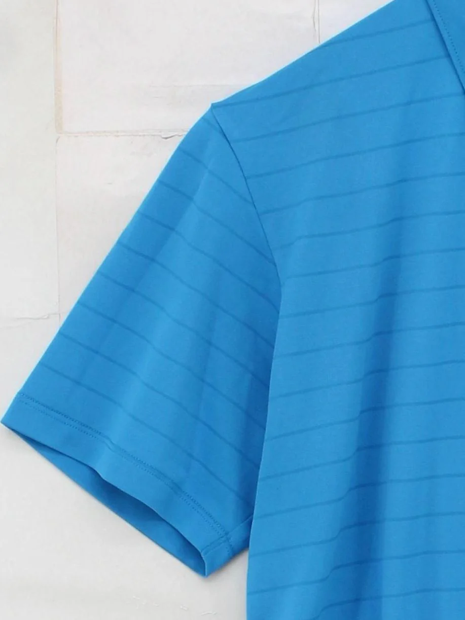 Uniqlo Men's Polo M Blue Striped 100% Polyester Basic - Image 4
