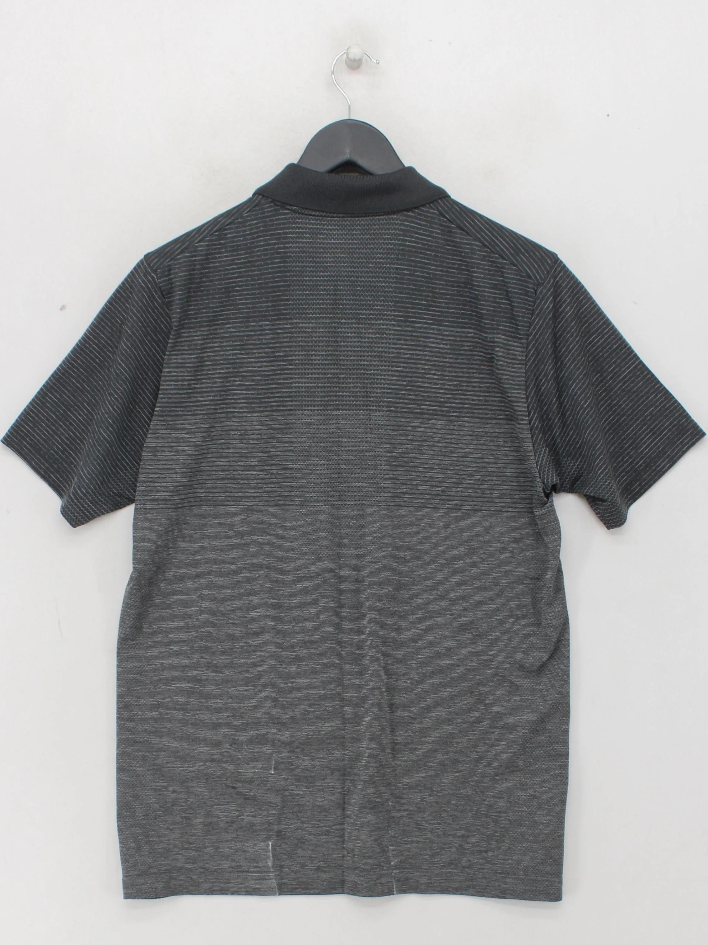 Uniqlo Men's Polo S Grey Striped Polyester with Polyamide Basic - Image 2