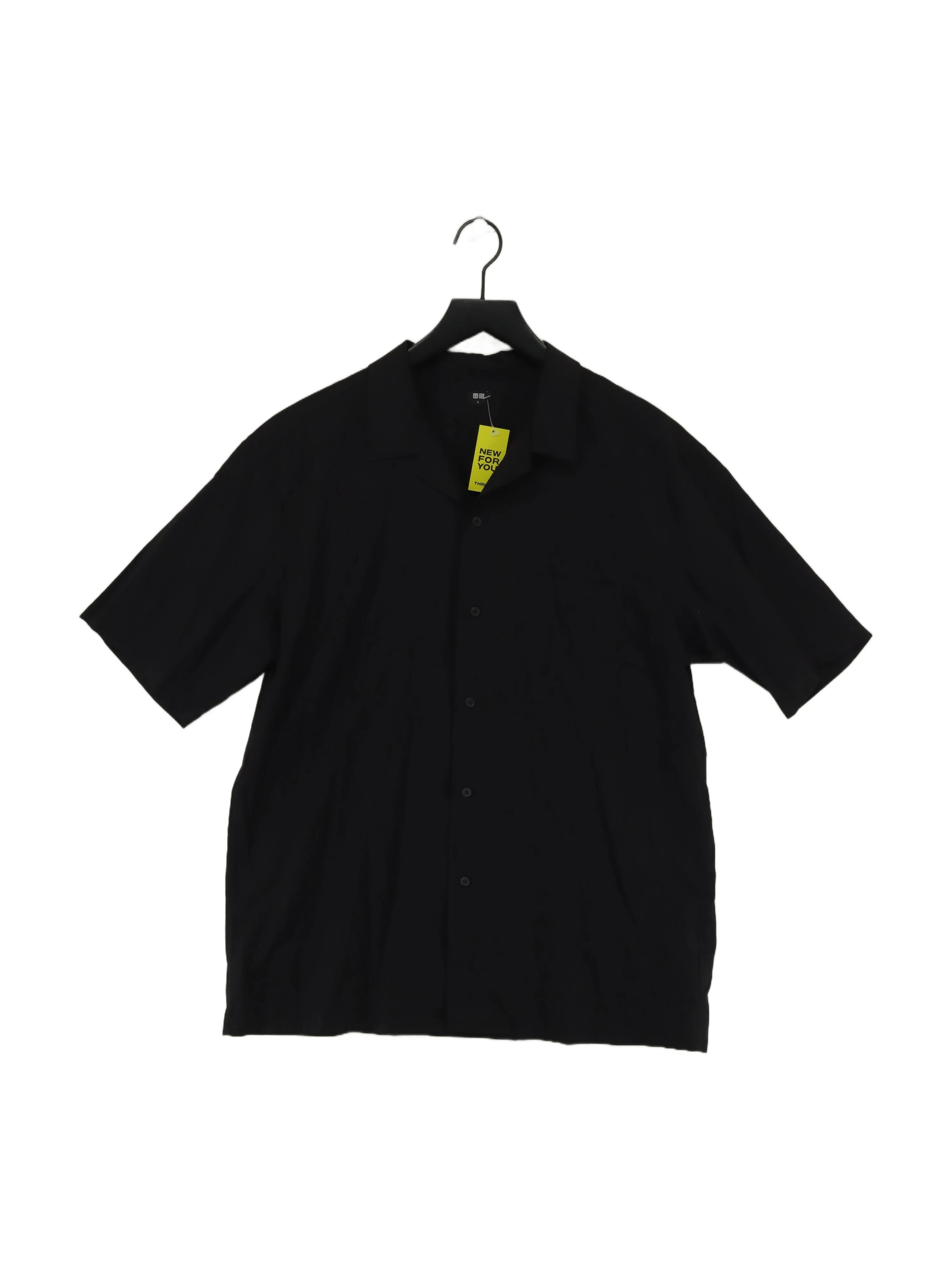 Uniqlo Men's Shirt L Black Viscose with Cotton Basic
