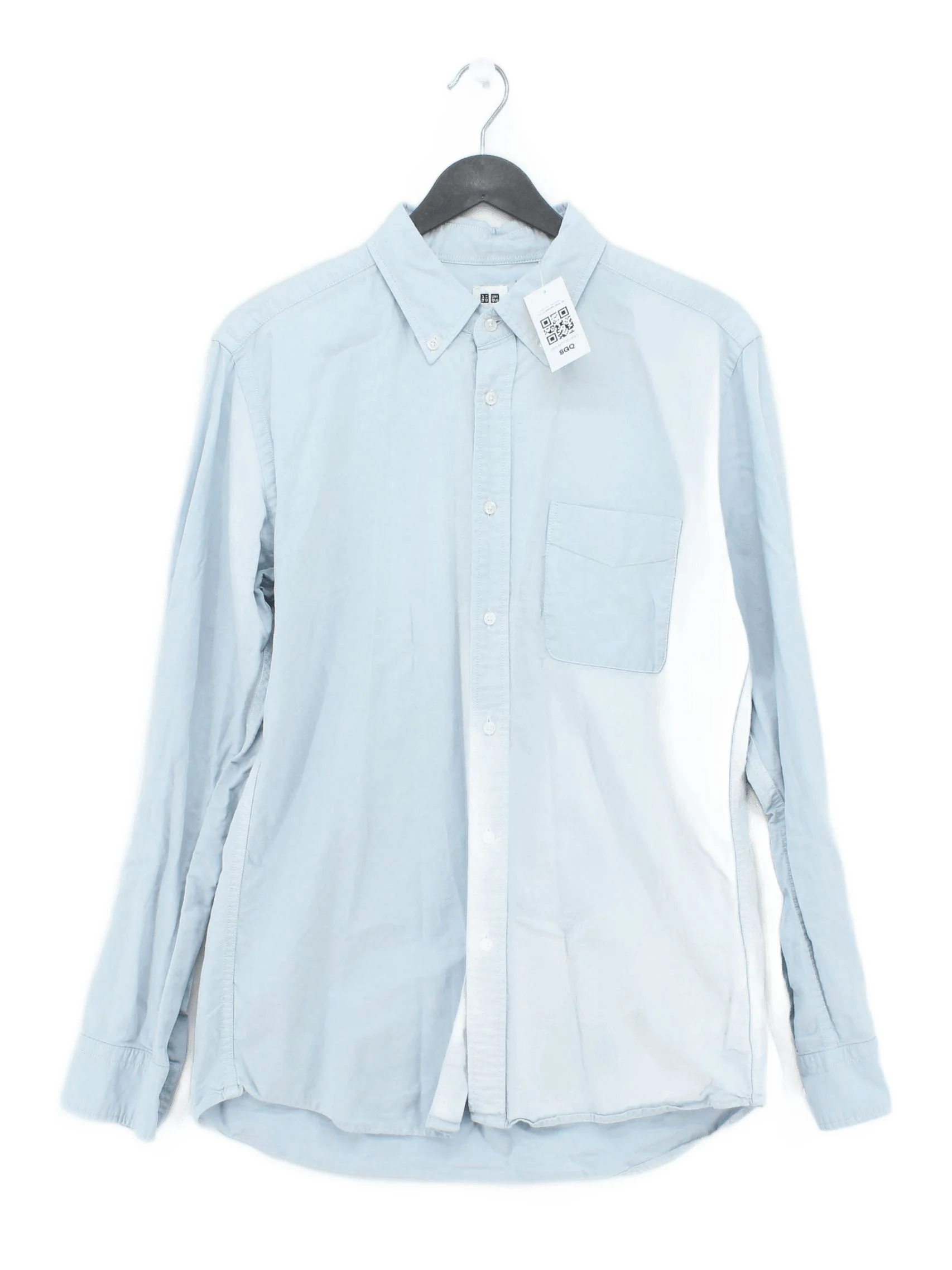 Uniqlo Men's Shirt M Blue 100% Cotton Basic