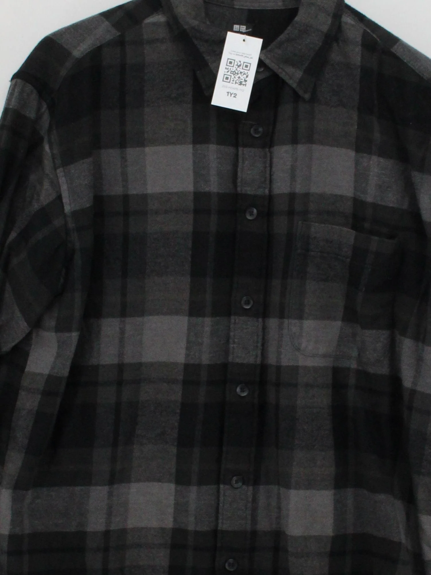 Uniqlo Men's Shirt M Grey Checkered 100% Cotton Basic - Image 3