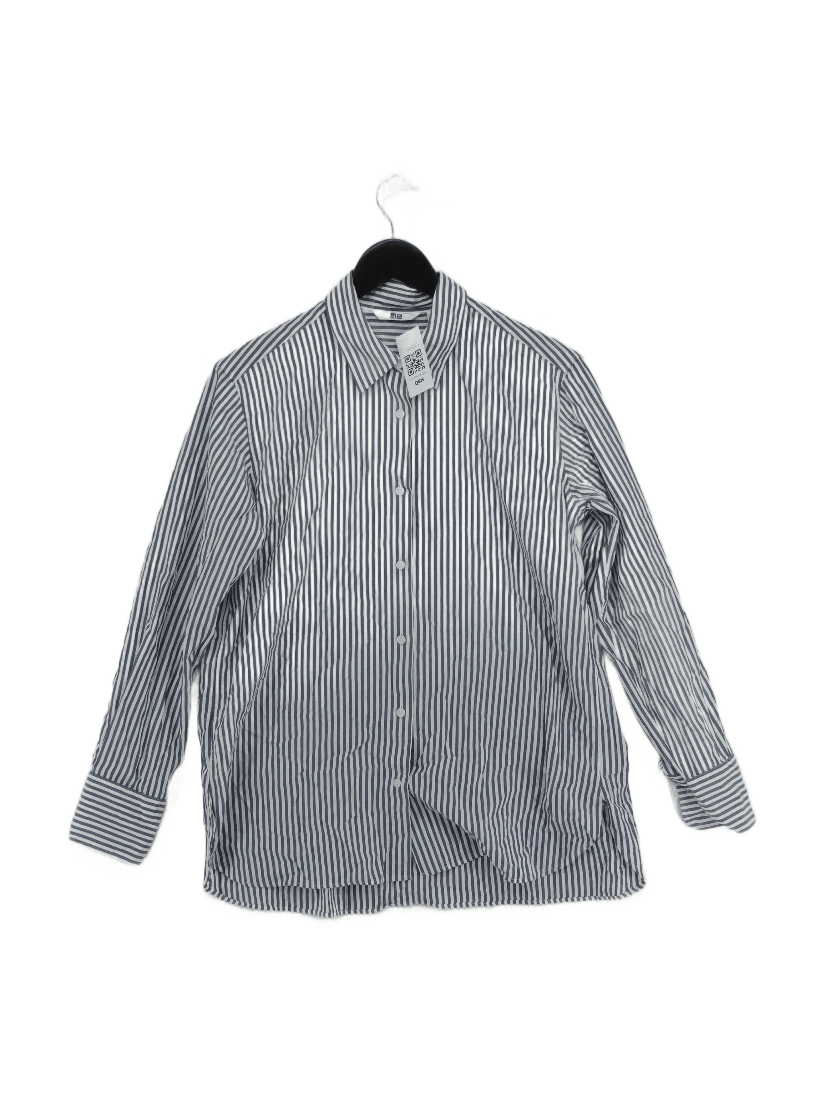 Uniqlo Men's Shirt S Blue Striped 100% Cotton Basic