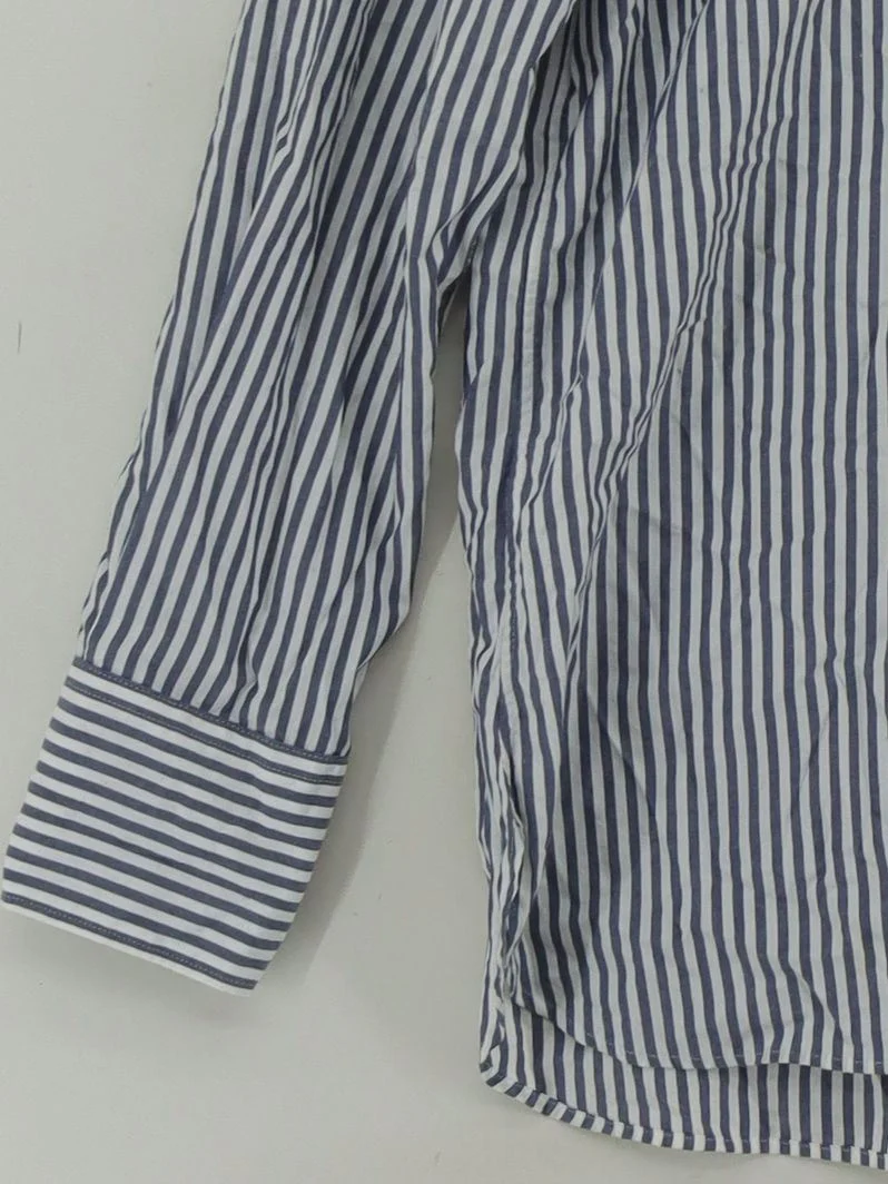 Uniqlo Men's Shirt S Blue Striped 100% Cotton Basic - Image 4