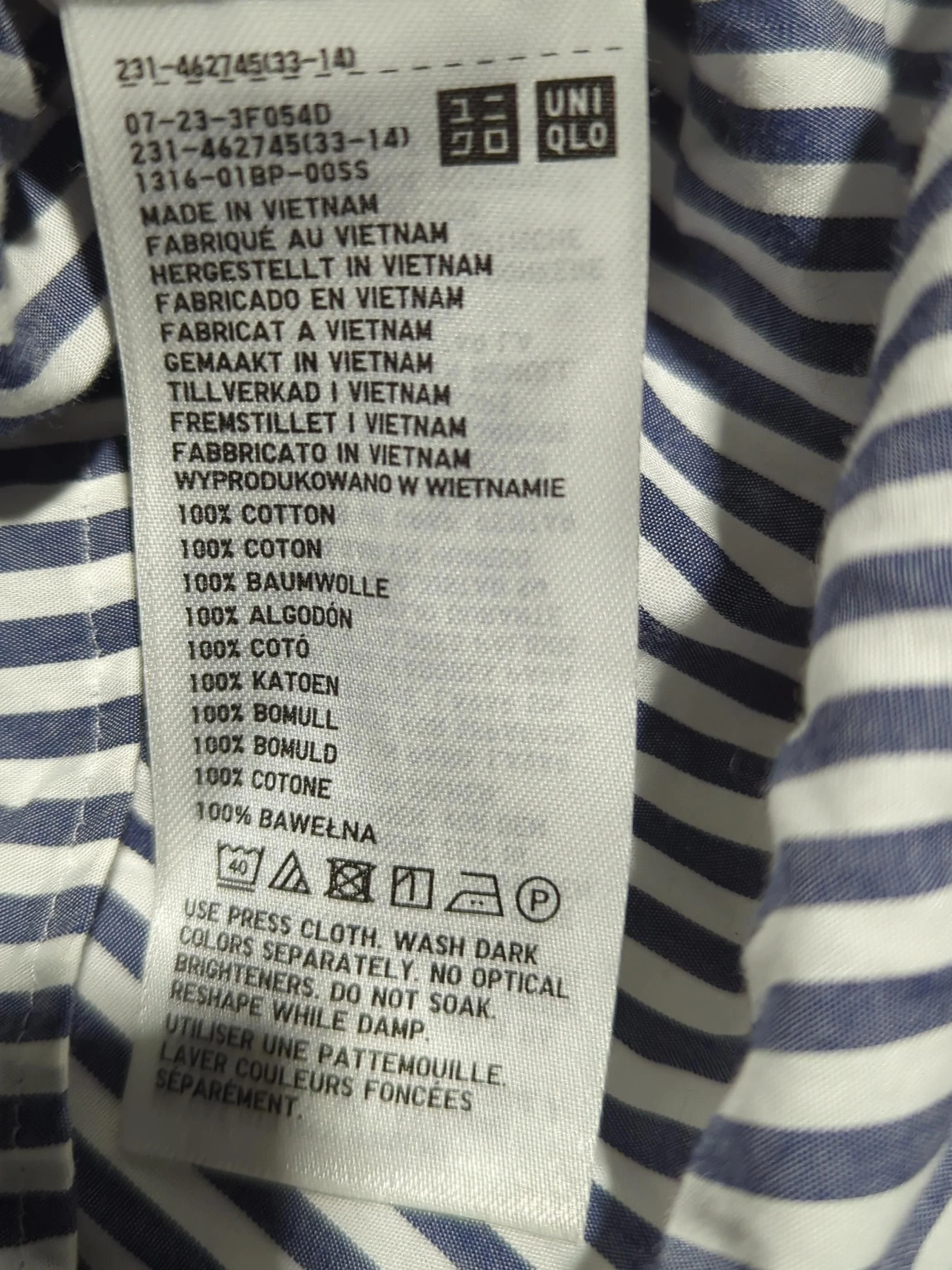 Uniqlo Men's Shirt S Blue Striped 100% Cotton Basic - Image 7