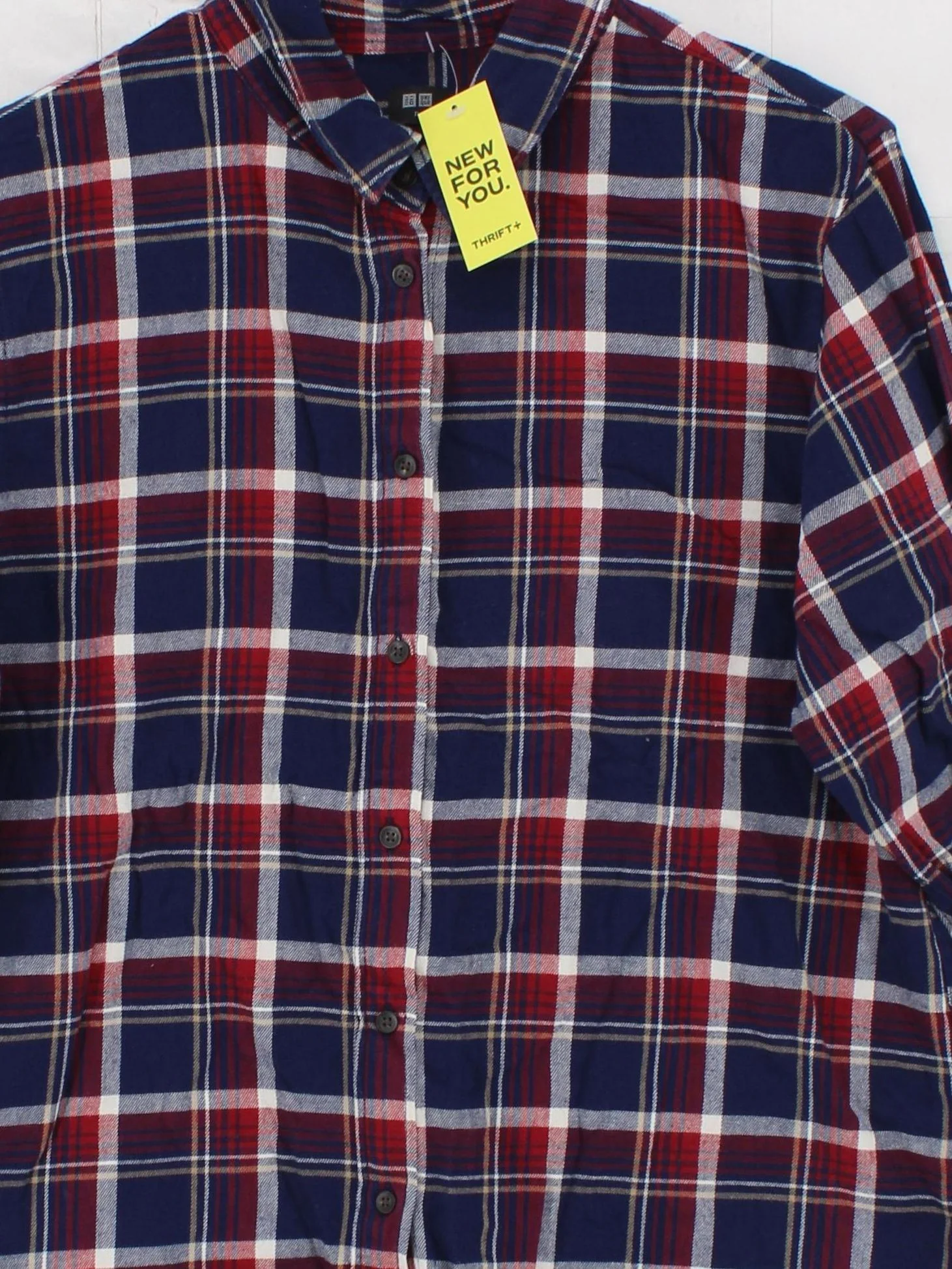 Uniqlo Men's Shirt XL Blue Checkered 100% Cotton Basic - Image 3