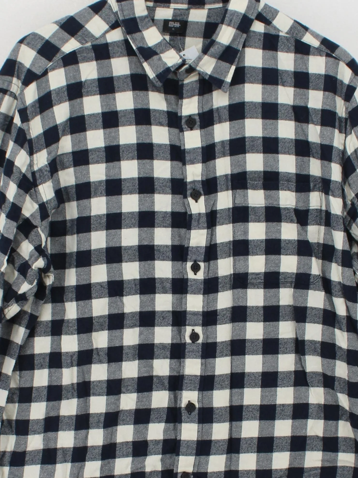Uniqlo Men's Shirt XL Blue Checkered 100% Cotton Basic - Image 3