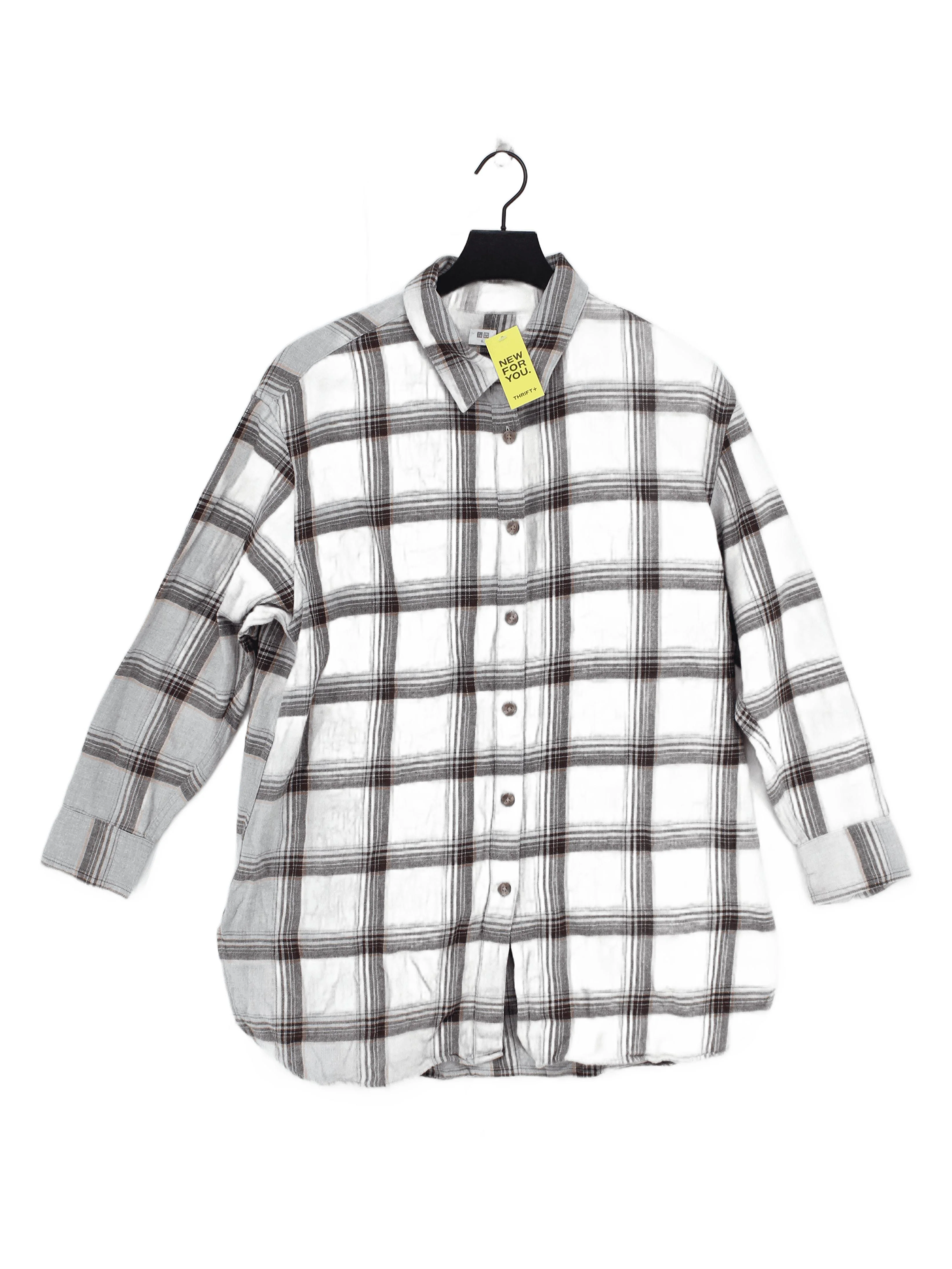 Uniqlo Men's Shirt XL Grey Checkered 100% Cotton Basic
