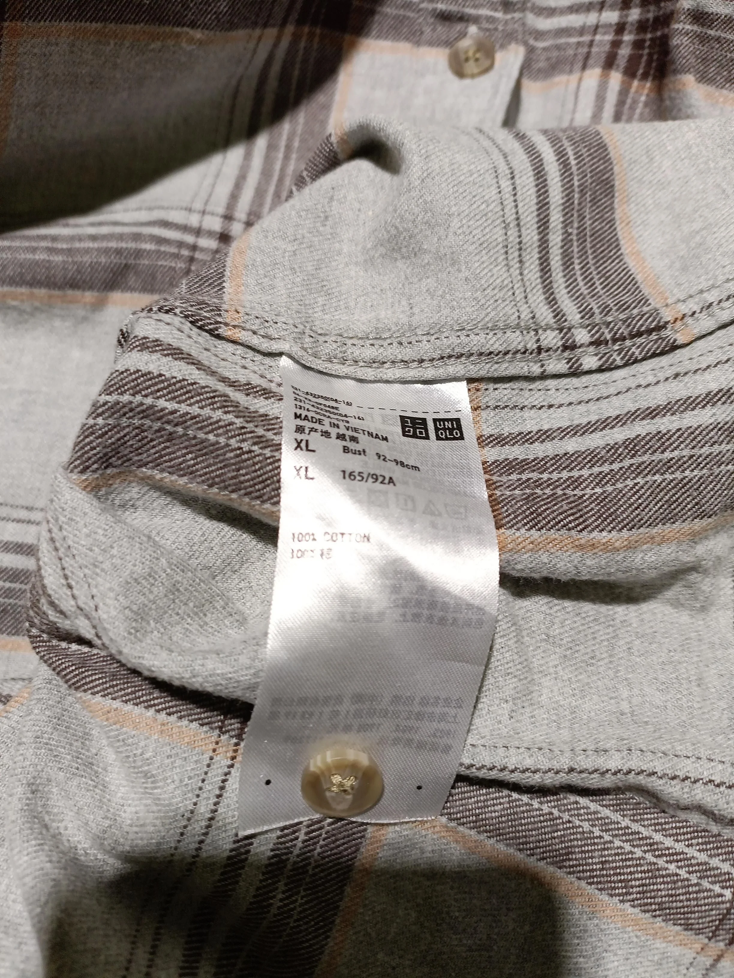 Uniqlo Men's Shirt XL Grey Checkered 100% Cotton Basic - Image 6