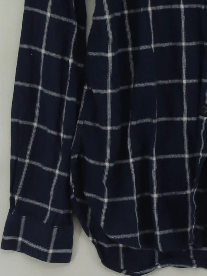 Uniqlo Men's Shirt XS Blue Checkered Cotton with Acrylic, Viscose Basic - Image 4