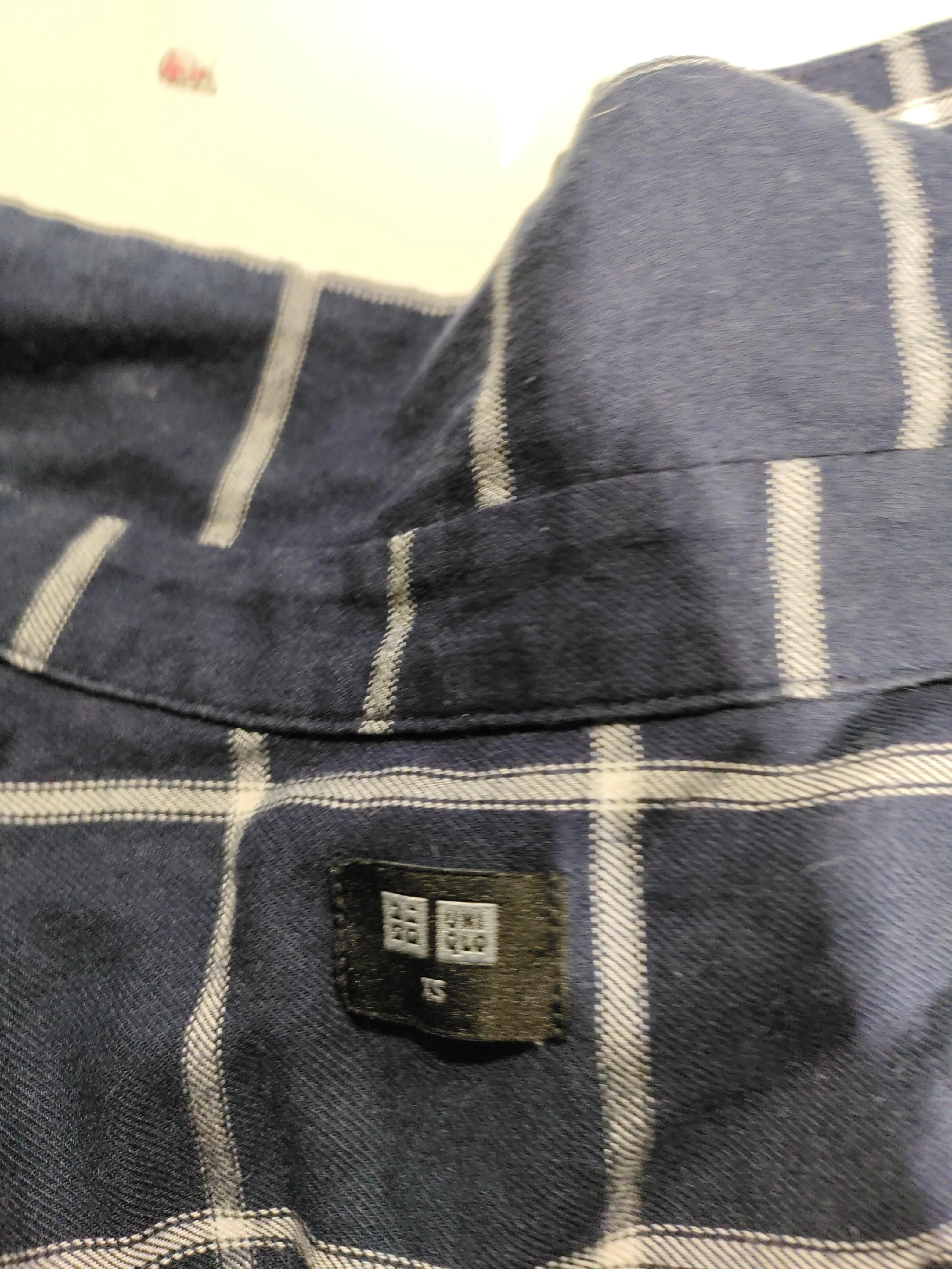 Uniqlo Men's Shirt XS Blue Checkered Cotton with Acrylic, Viscose Basic - Image 5