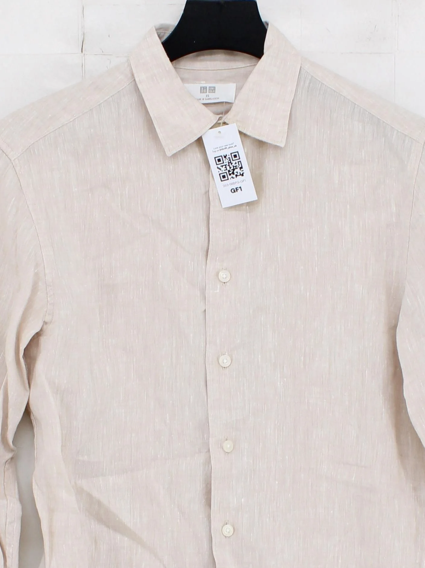 Uniqlo Men's Shirt XS Cream 100% Linen Basic - Image 3