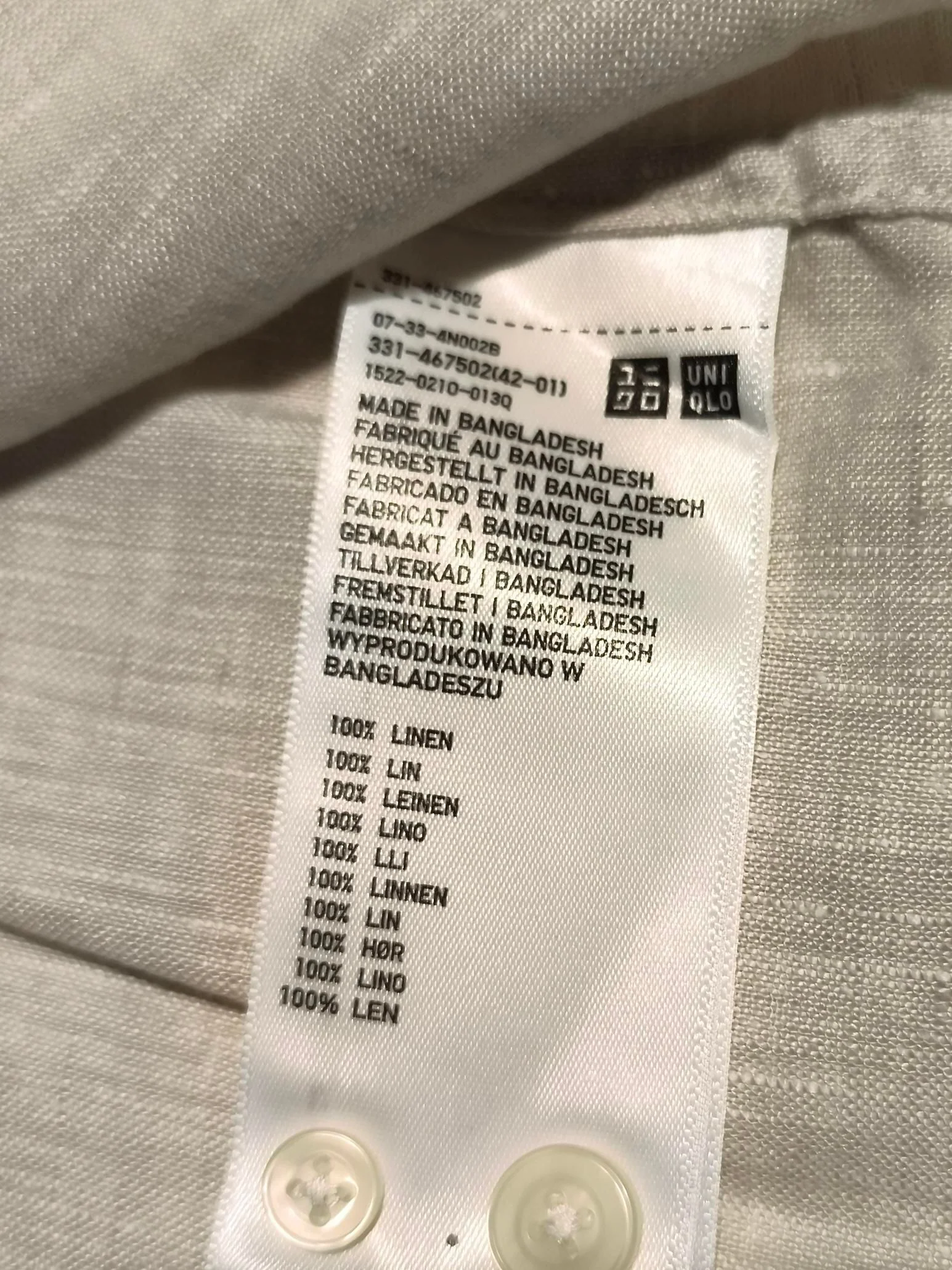 Uniqlo Men's Shirt XS Cream 100% Linen Basic - Image 6