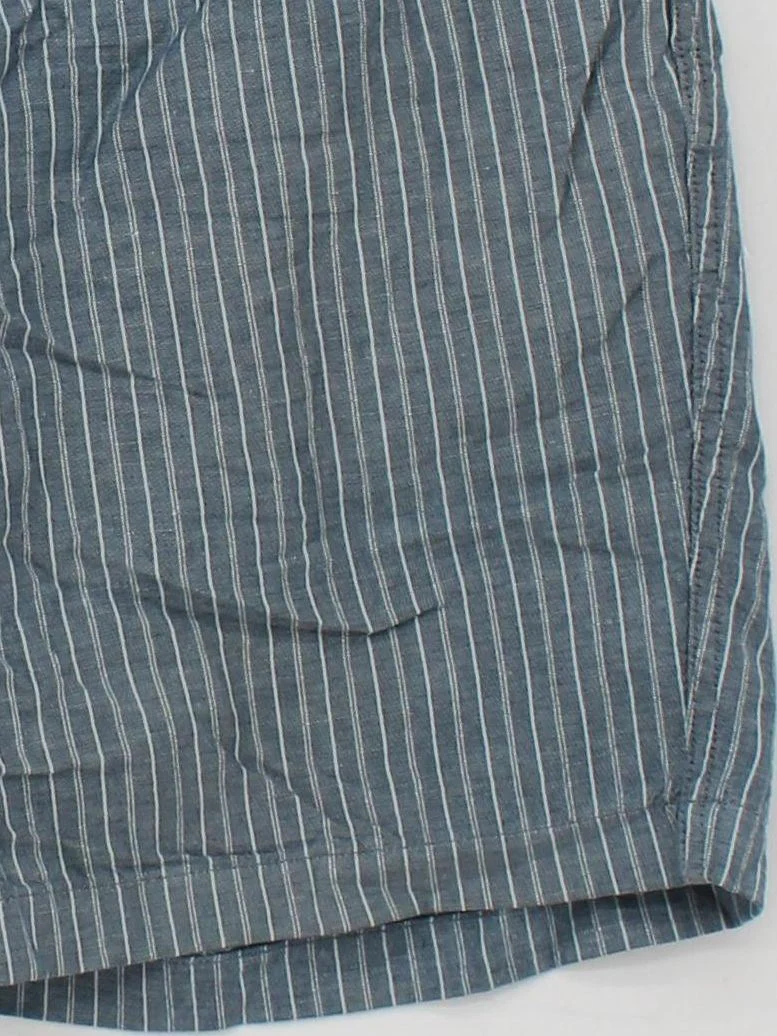 Uniqlo Men's Shorts L Blue Striped Cotton with Linen Chino - Image 4