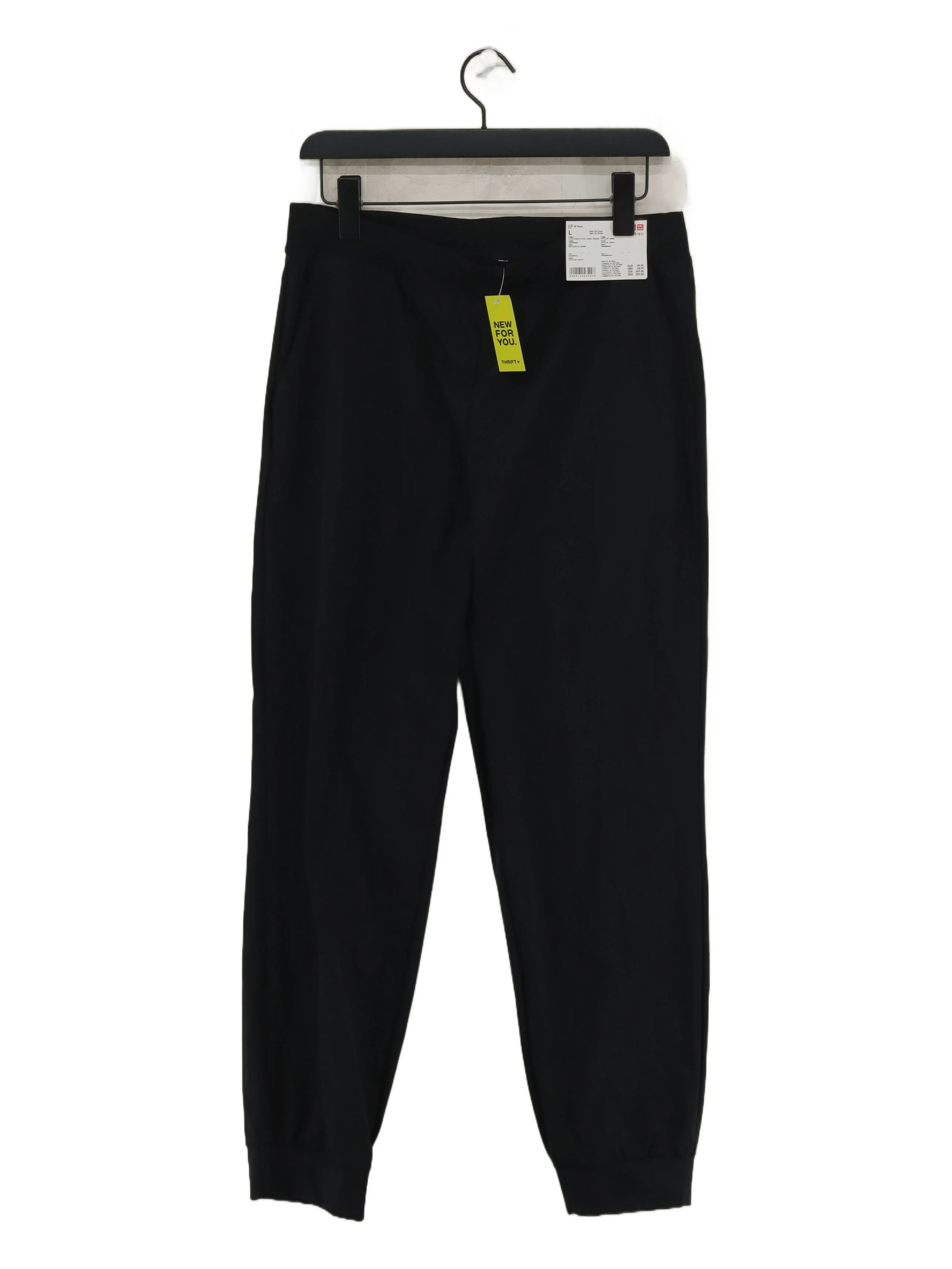 Uniqlo Men's Sports Bottoms L Black Polyester with Elastane Tapered Sweatpants