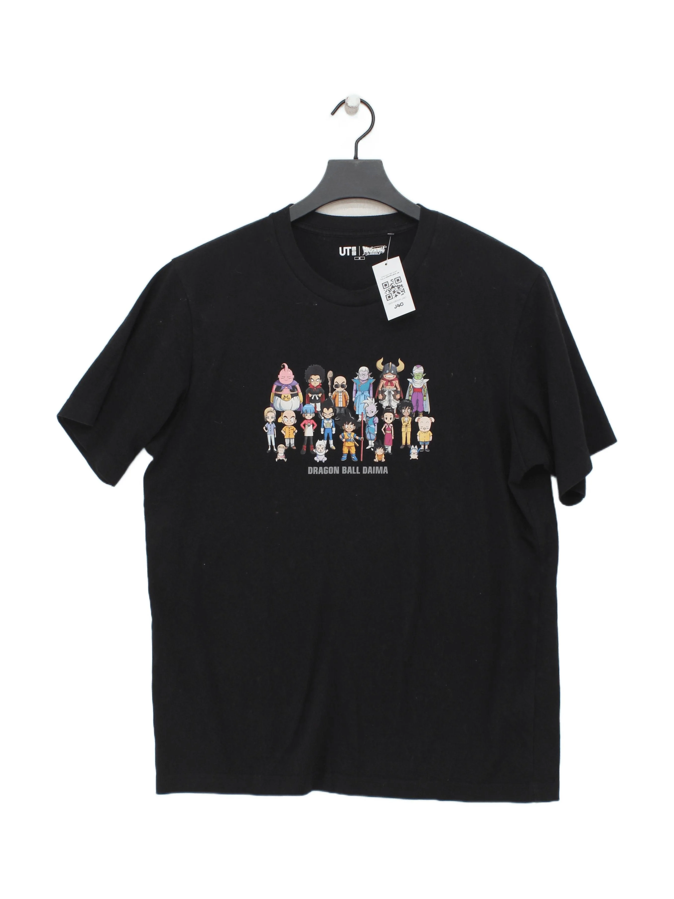 Uniqlo Men's T-Shirt L Black Graphic 100% Cotton Basic