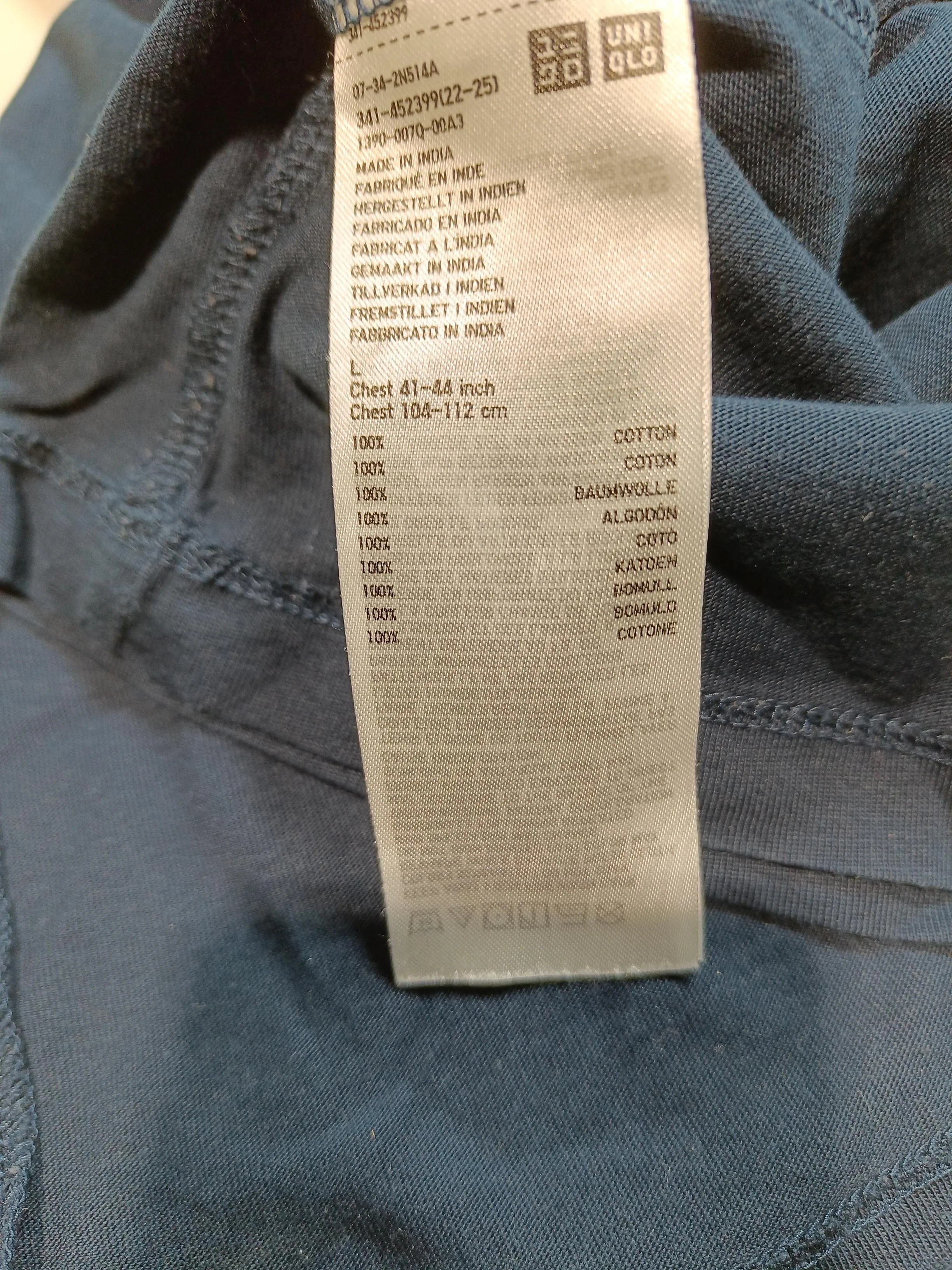 Uniqlo Men's T-Shirt L Blue 100% Cotton Basic - Image 6