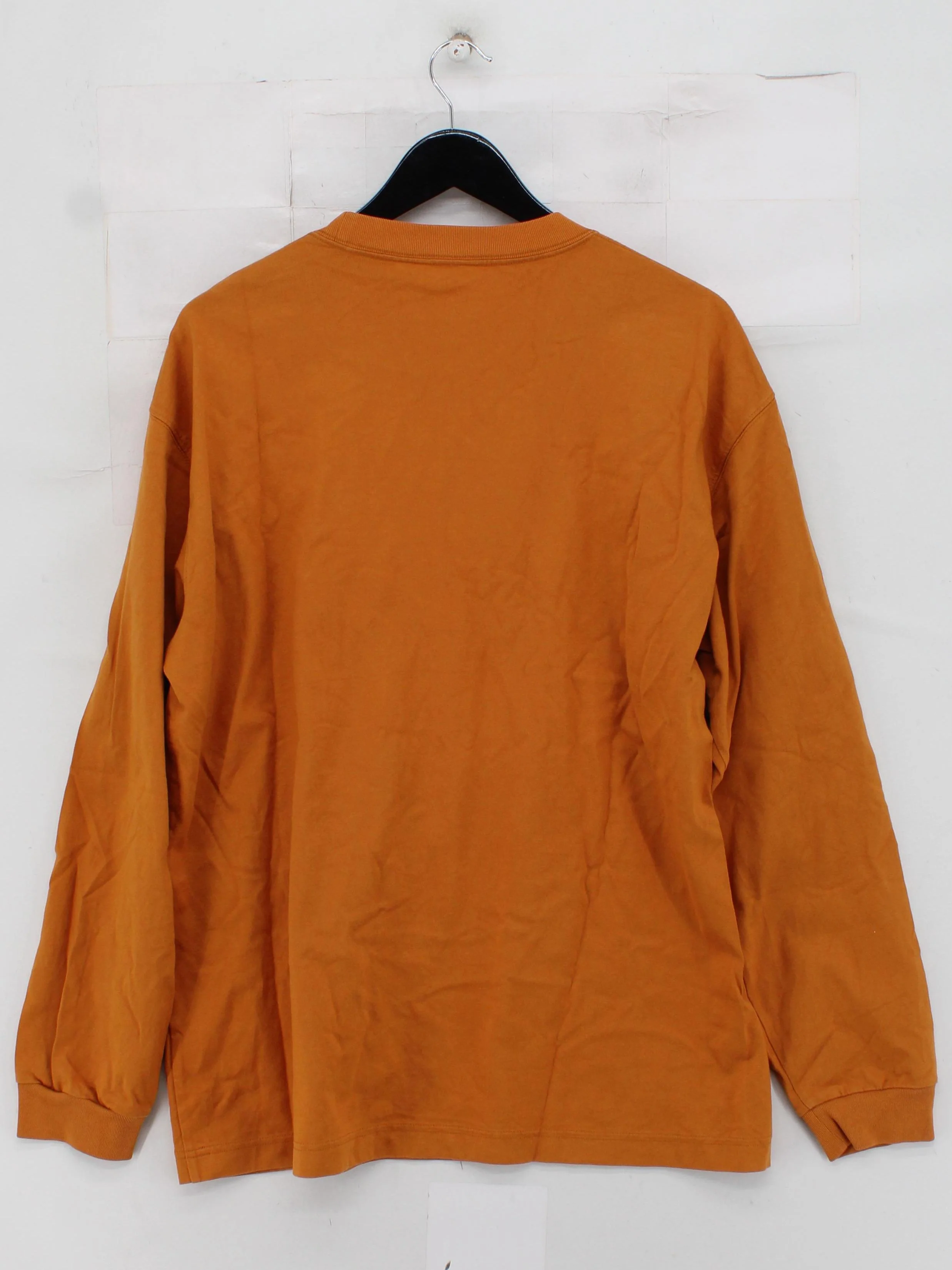 Uniqlo Men's T-Shirt L Orange Cotton with Polyester Basic - Image 2
