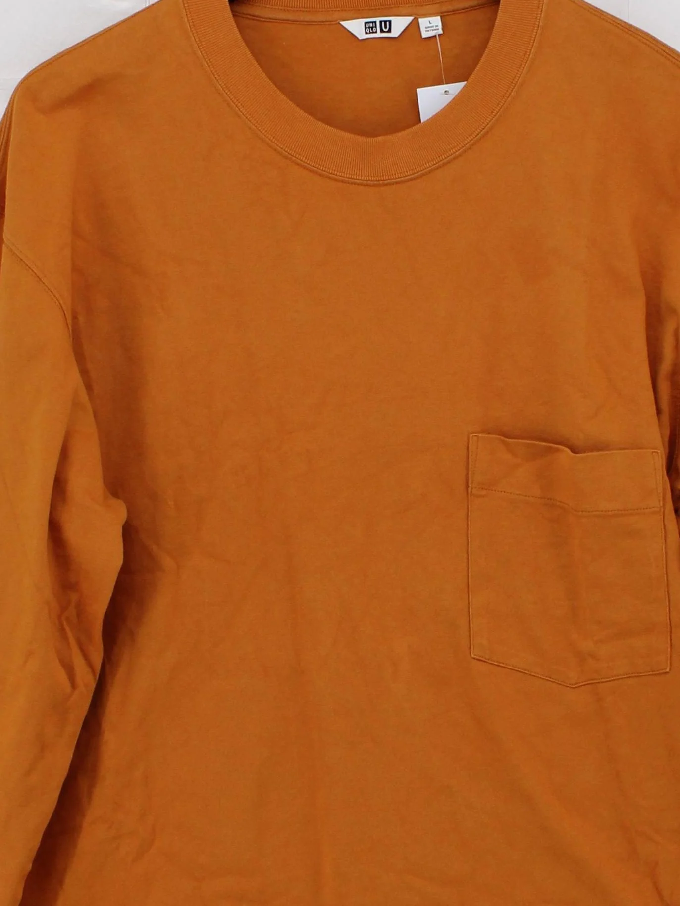 Uniqlo Men's T-Shirt L Orange Cotton with Polyester Basic - Image 3