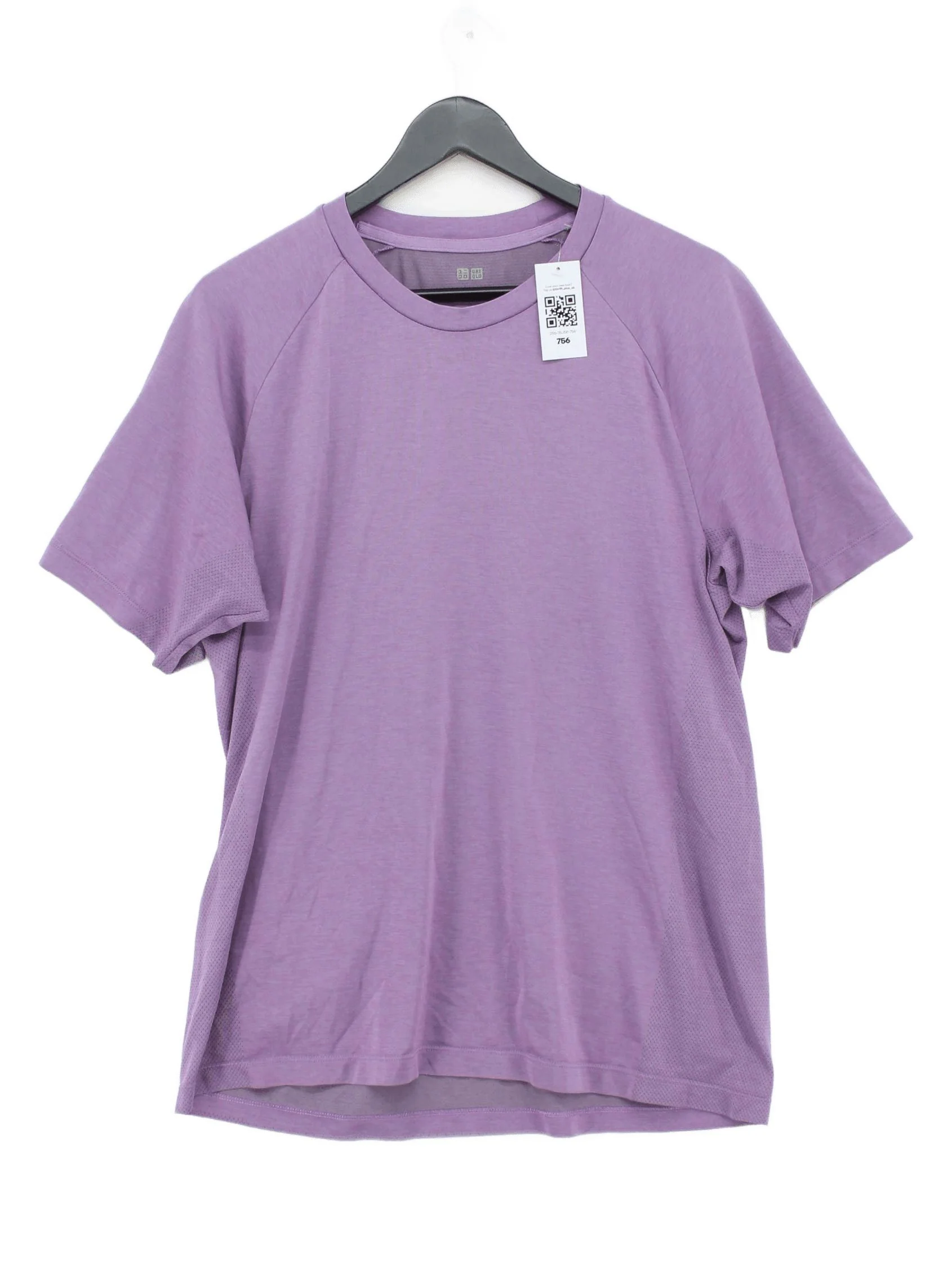 Uniqlo Men's T-Shirt L Purple 100% Polyester Round Neck Basic