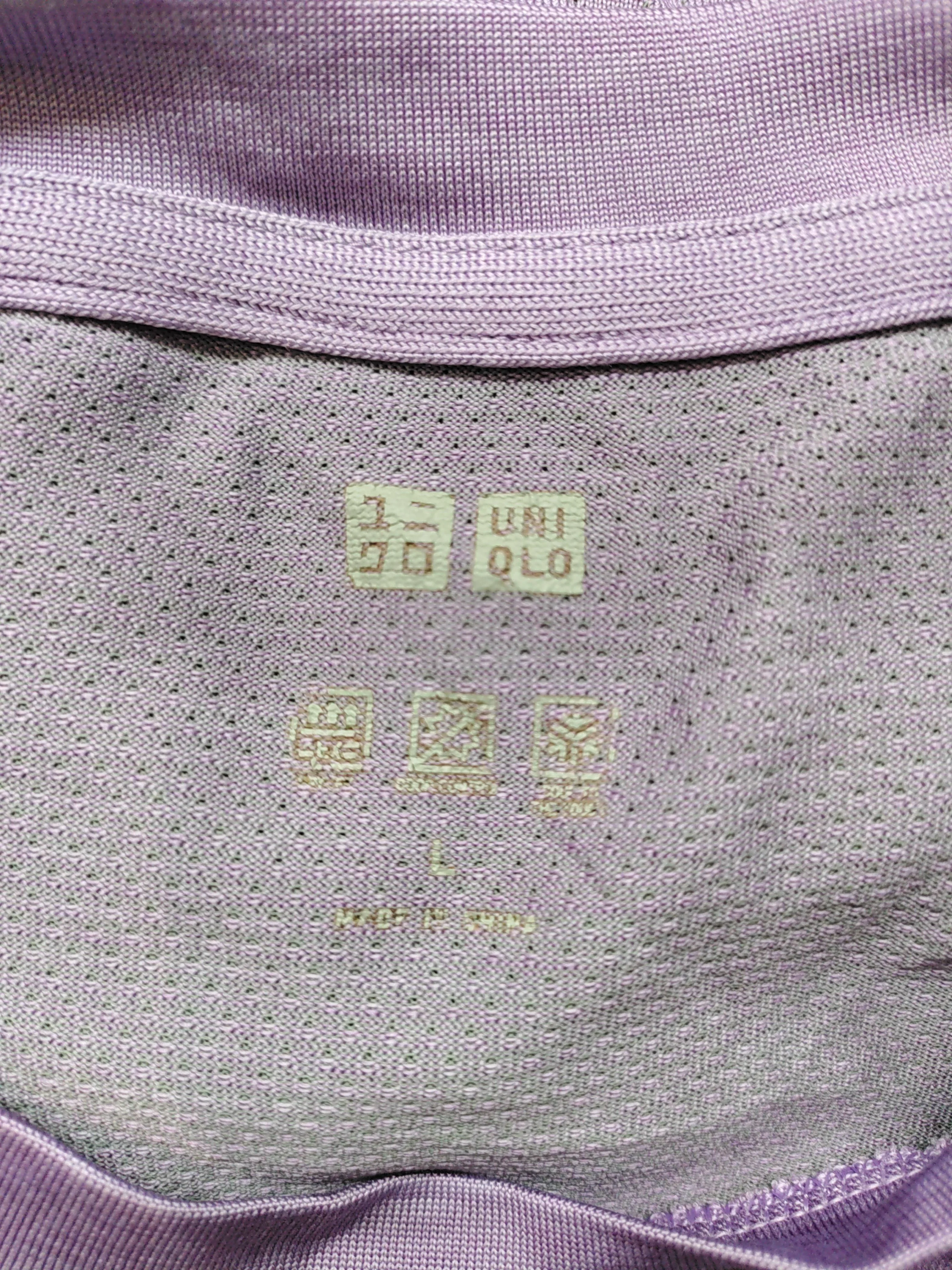 Uniqlo Men's T-Shirt L Purple 100% Polyester Round Neck Basic - Image 5