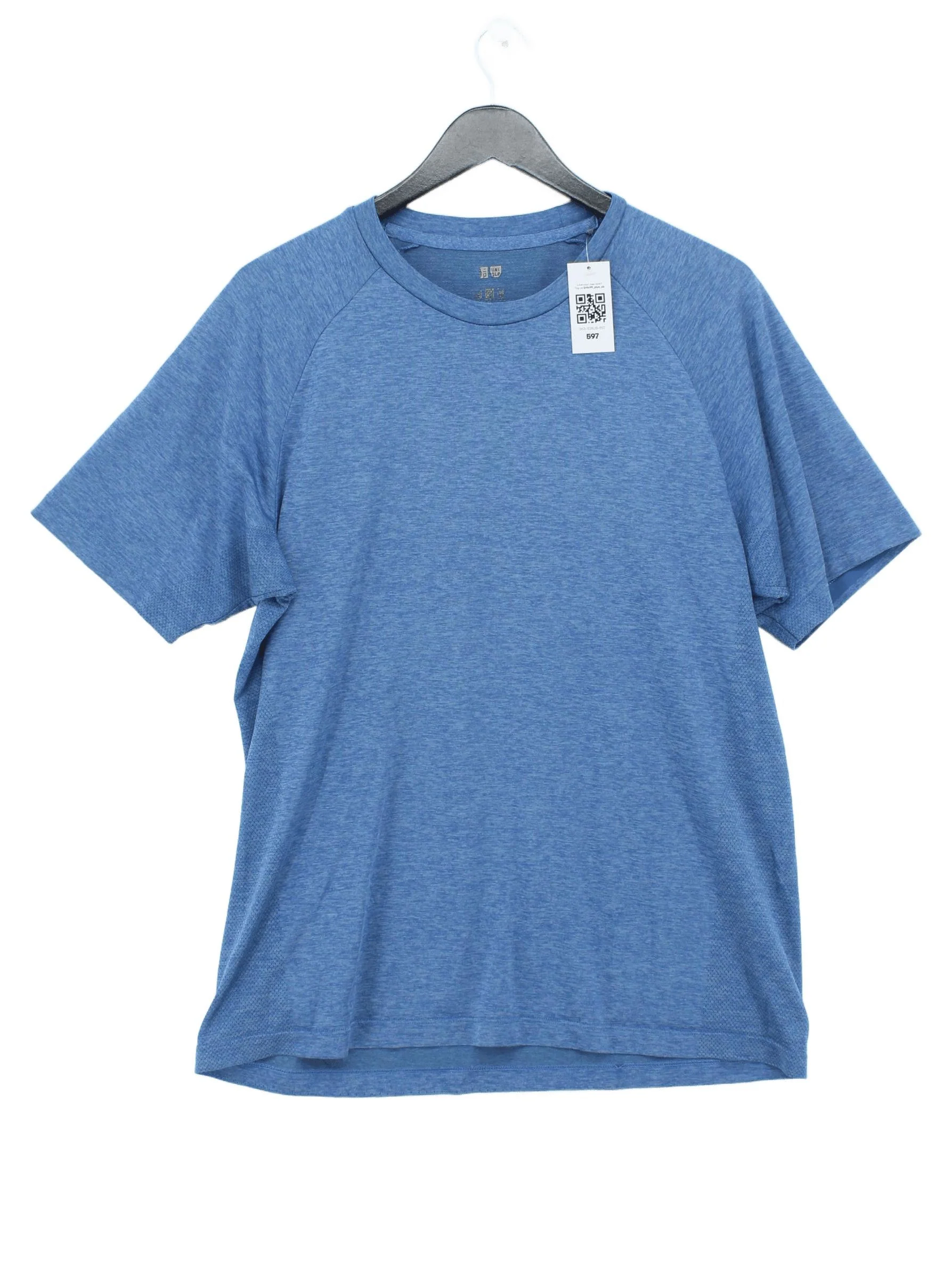 Uniqlo Men's T-Shirt M Blue Polyester with Nylon Round Neck Basic