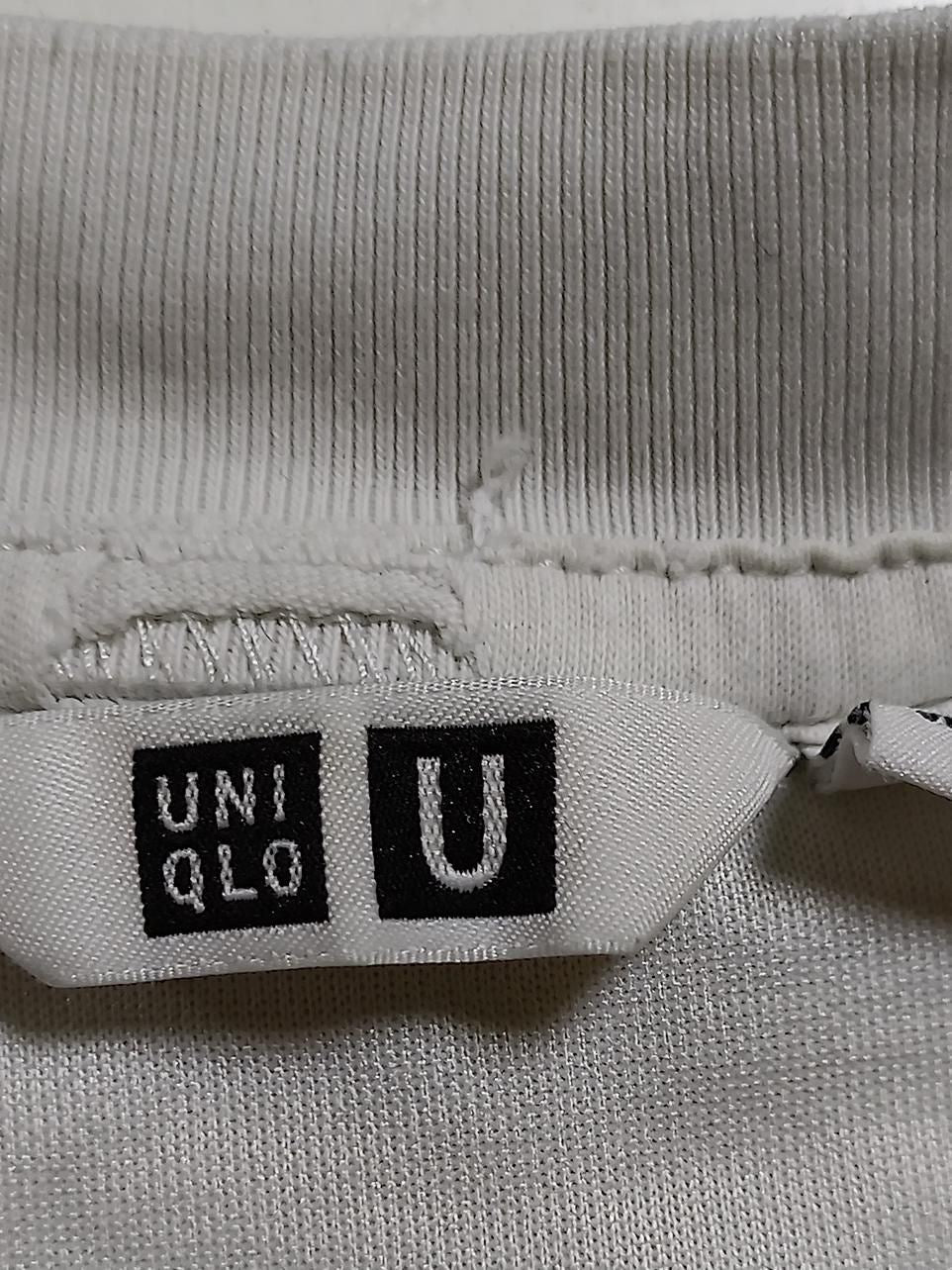 Uniqlo Men's T-Shirt M White Cotton with Polyester, Other Basic - Image 6