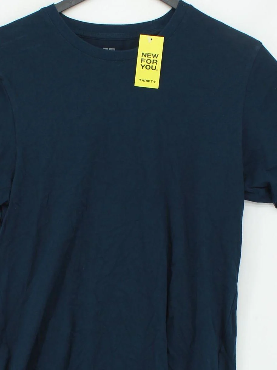 Uniqlo Men's T-Shirt S Blue 100% Cotton Basic - Image 3