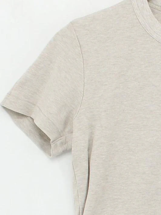 Uniqlo Men's T-Shirt S Cream 100% Cotton Basic - Image 4