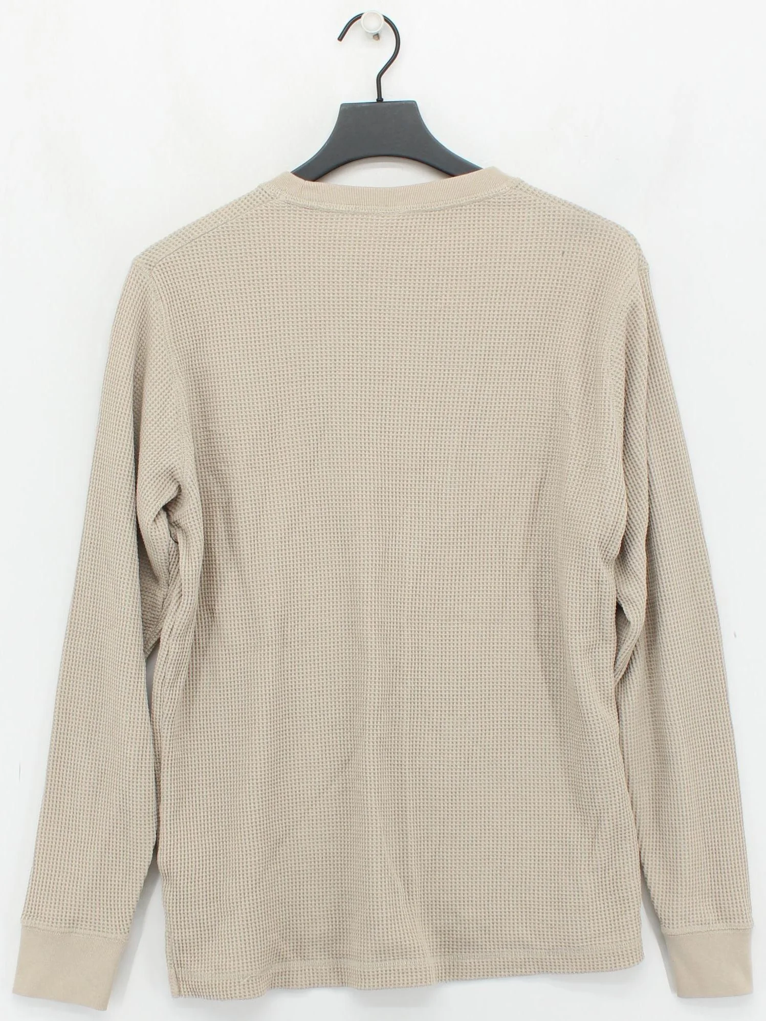 Uniqlo Men's T-Shirt S Cream Cotton with Polyester Basic - Image 2