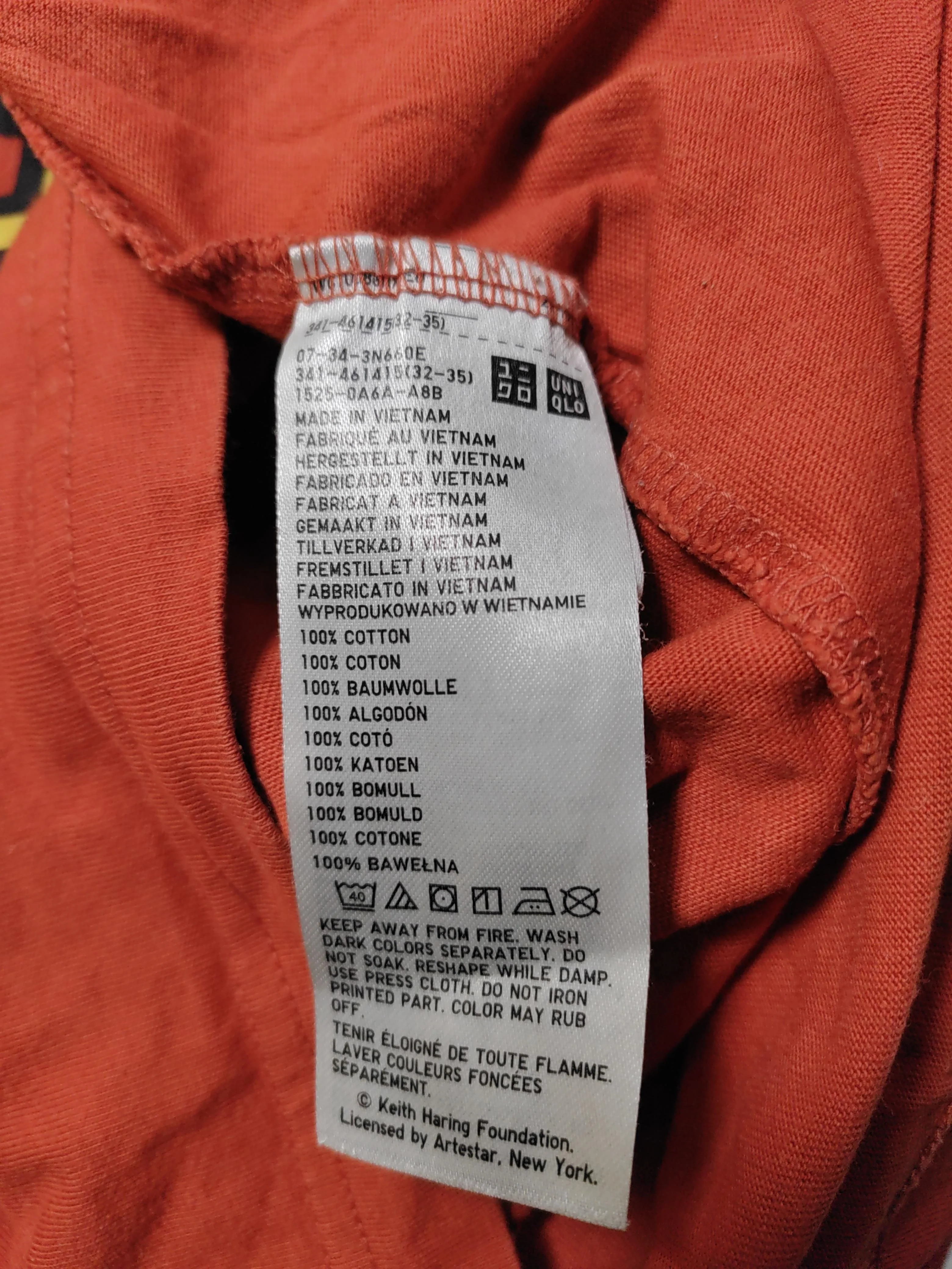 Uniqlo Men's T-Shirt S Orange Graphic 100% Cotton Basic - Image 6