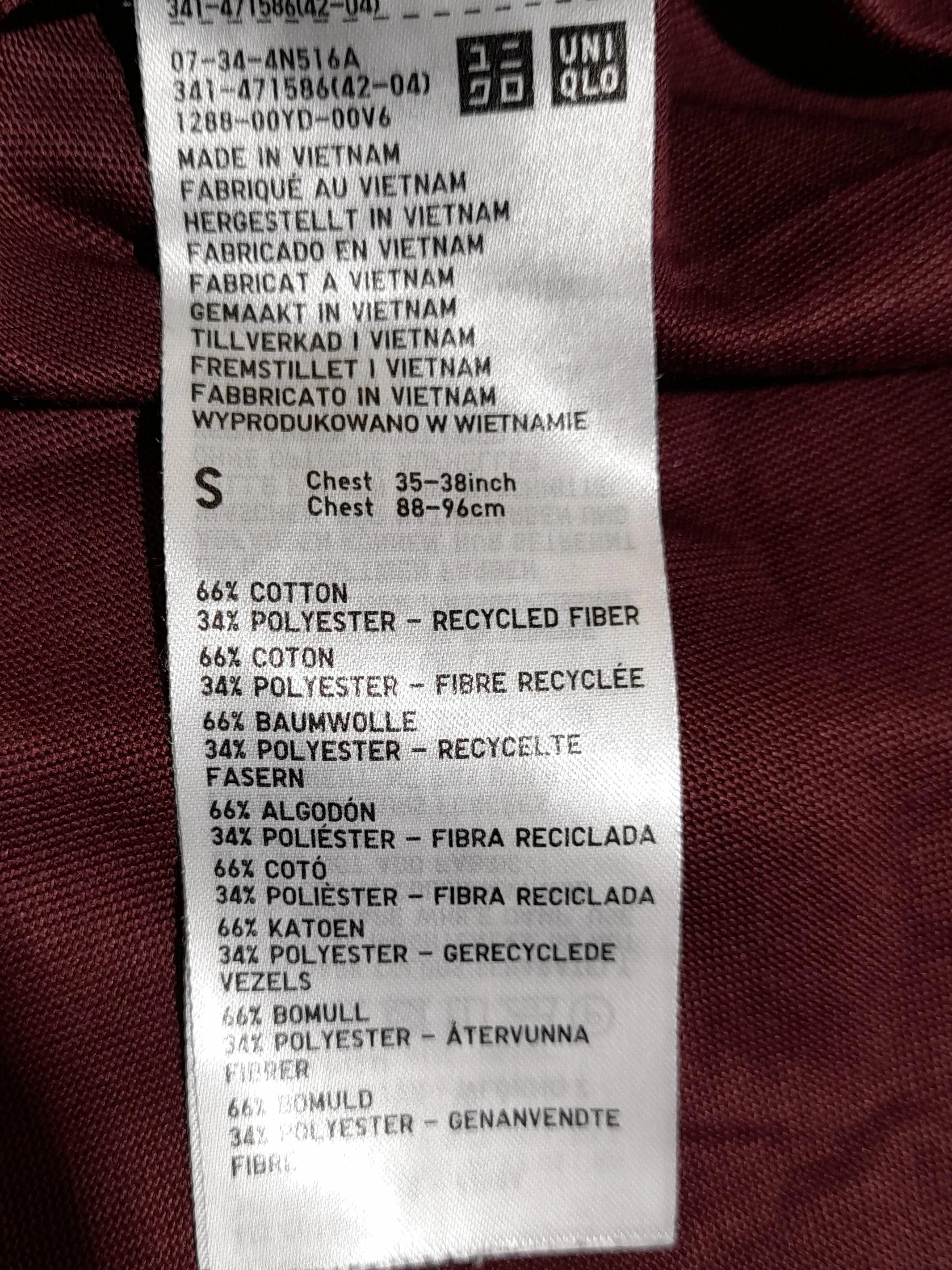 Uniqlo Men's T-Shirt S Red Cotton with Polyester Basic - Image 7
