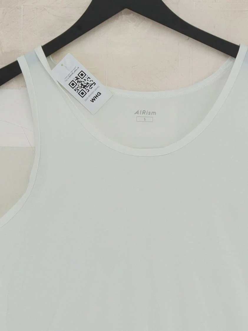 Uniqlo Men's T-Shirt S White Nylon with Elastane Sleeveless Round Neck Basic - Image 3
